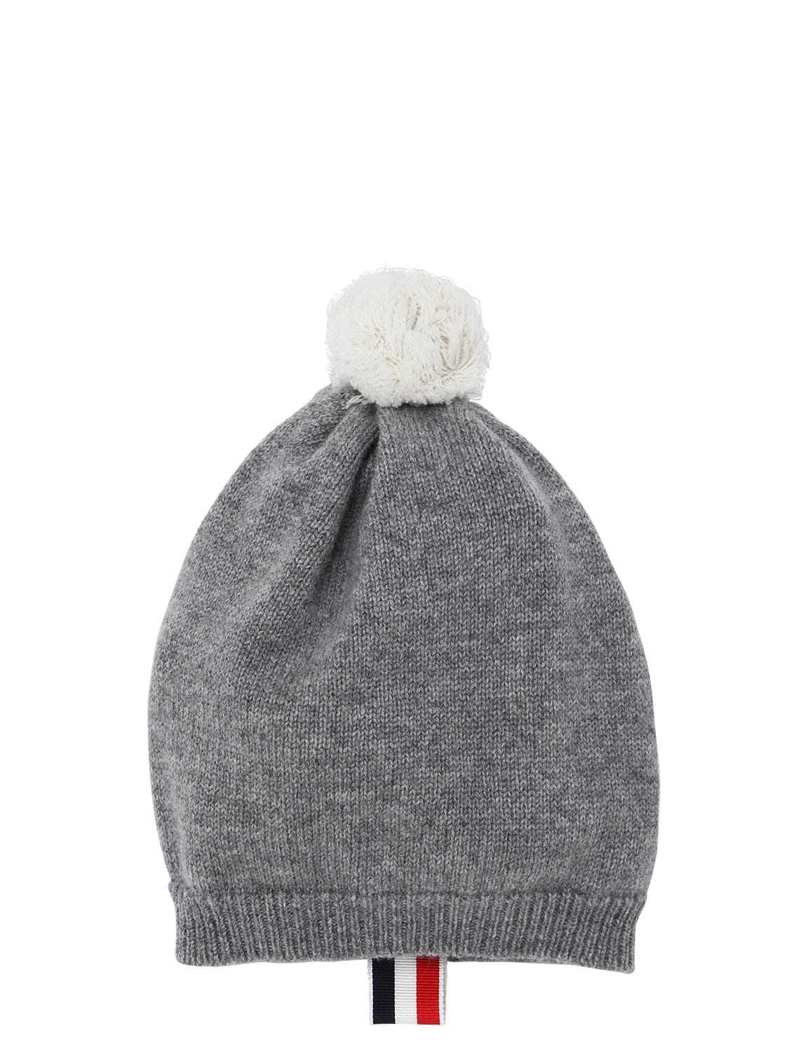 Thom Browne Kids' Cashmere Hat W/ Pompom In Grey