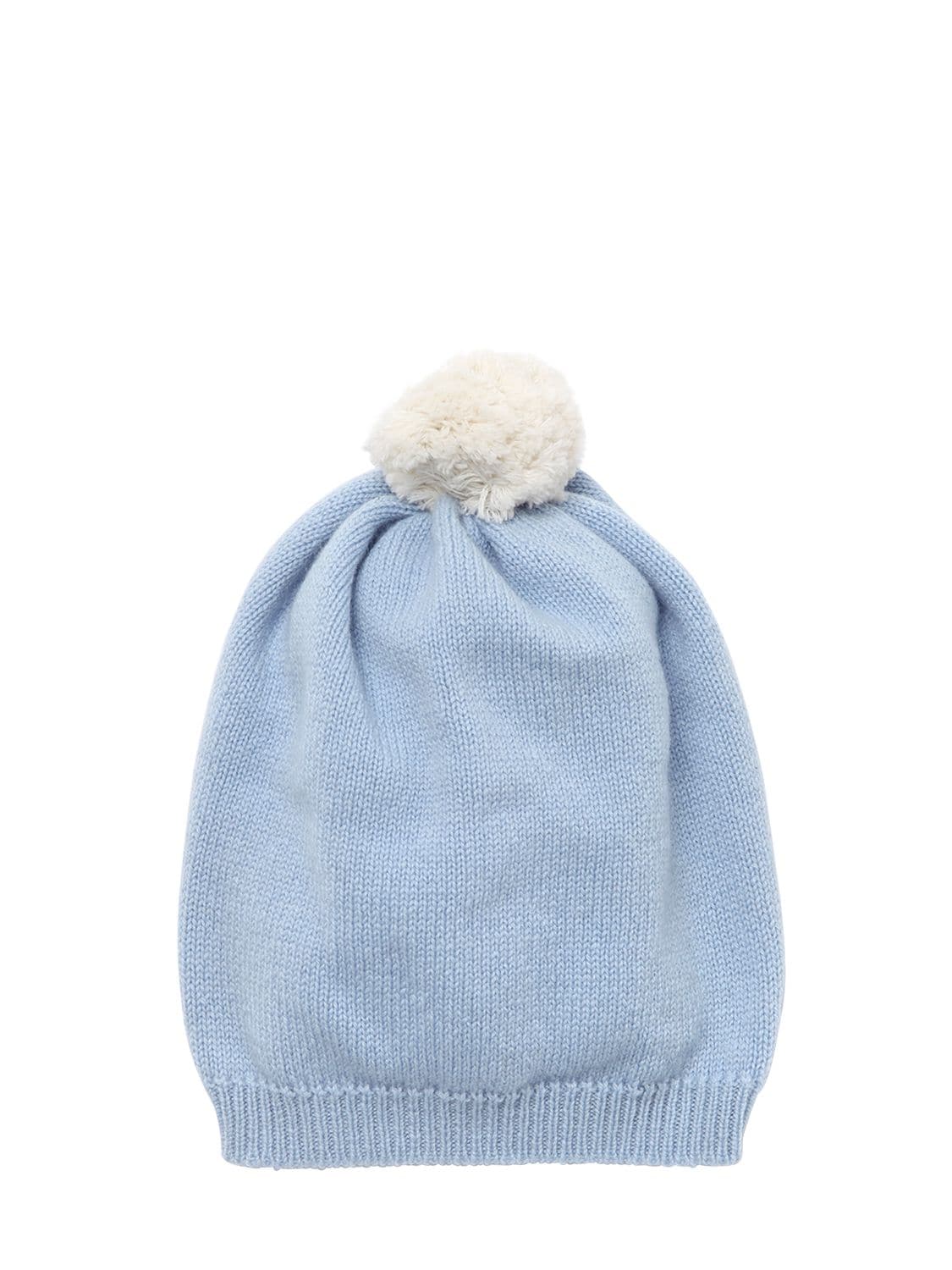 Thom Browne Kids' Cashmere Hat W/ Pompom In Light Blue
