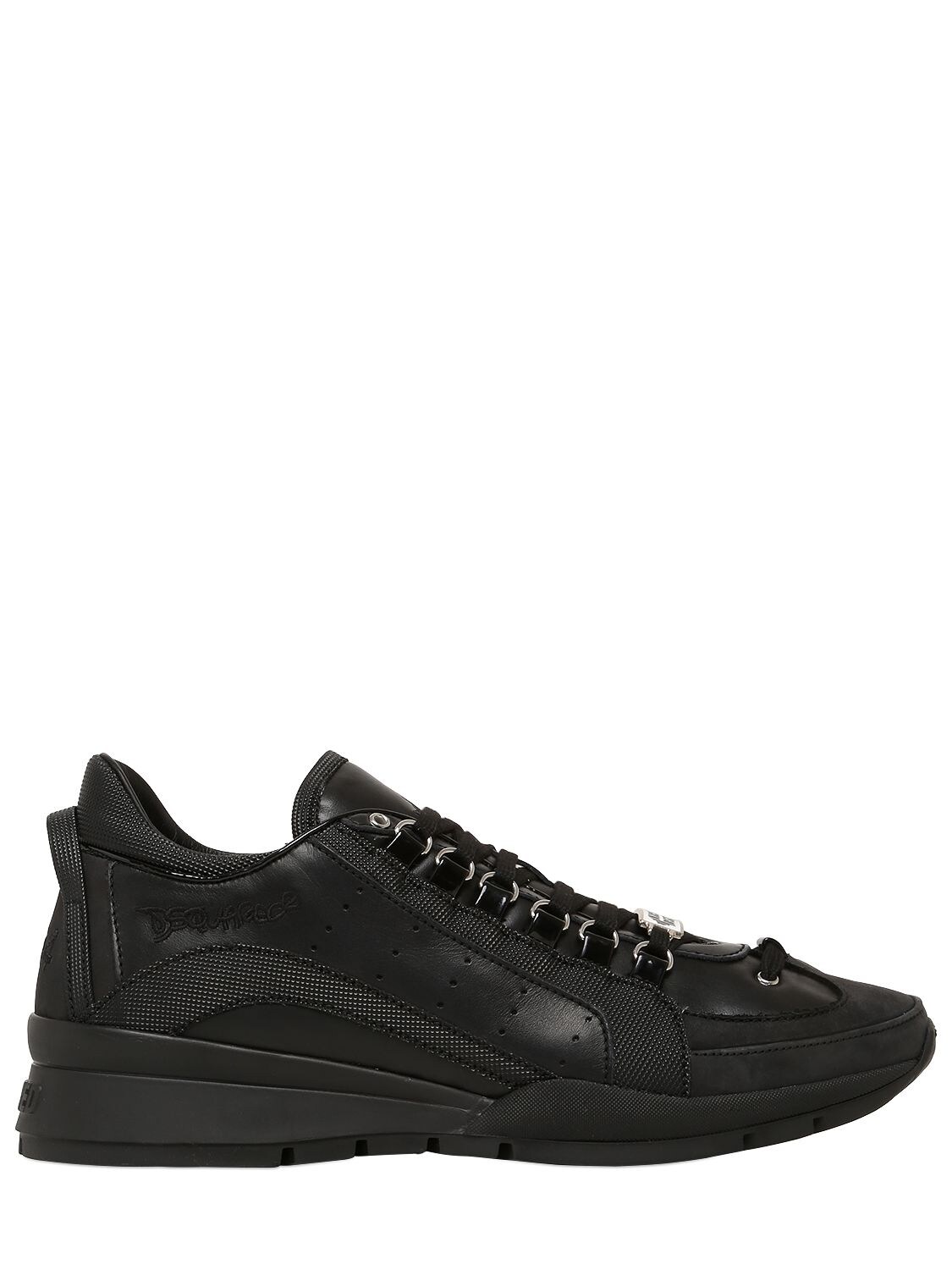TWO TONE LEATHER & NYLON SNEAKERS