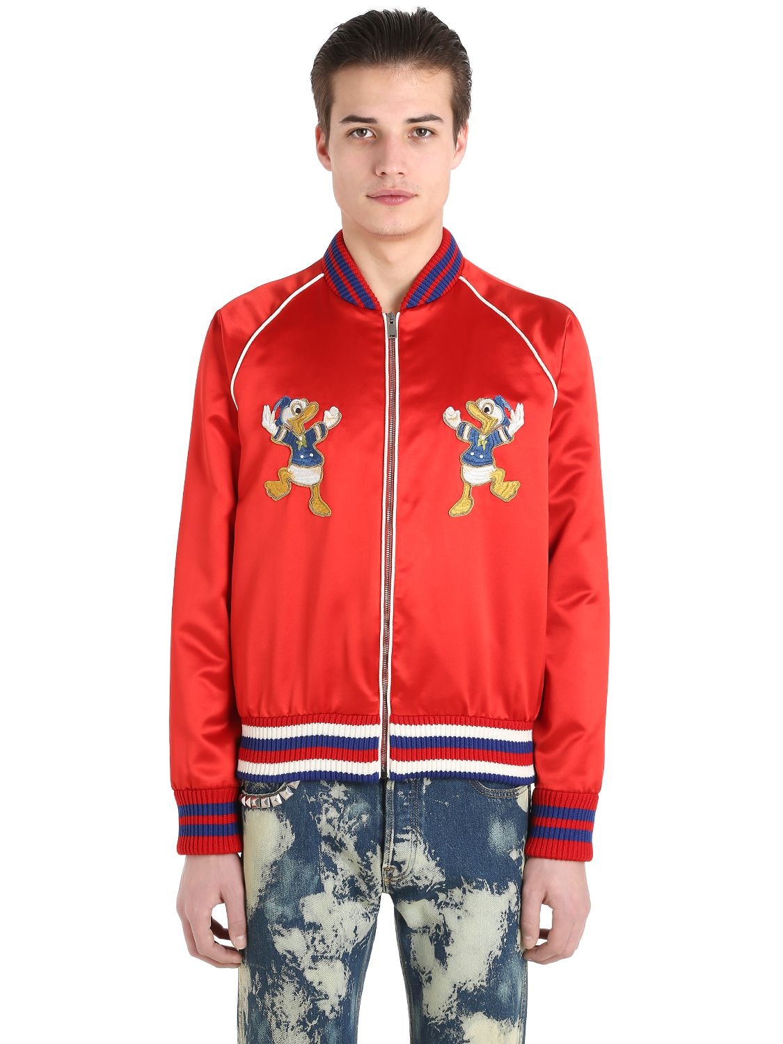 DONALD DUCK SILK DUCHESSE BOMBER JACKET