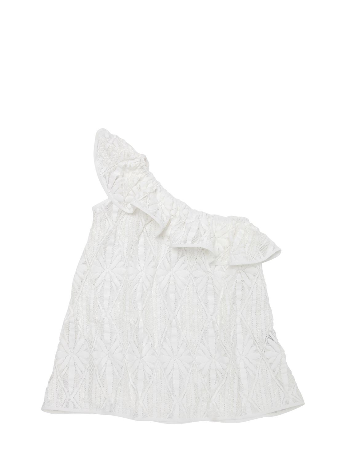 Milly Minis Kids' One Shoulder Cotton Crochet Cover Up In White