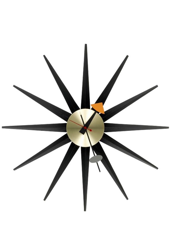 Vitra Sunburst Clock In Black,gold