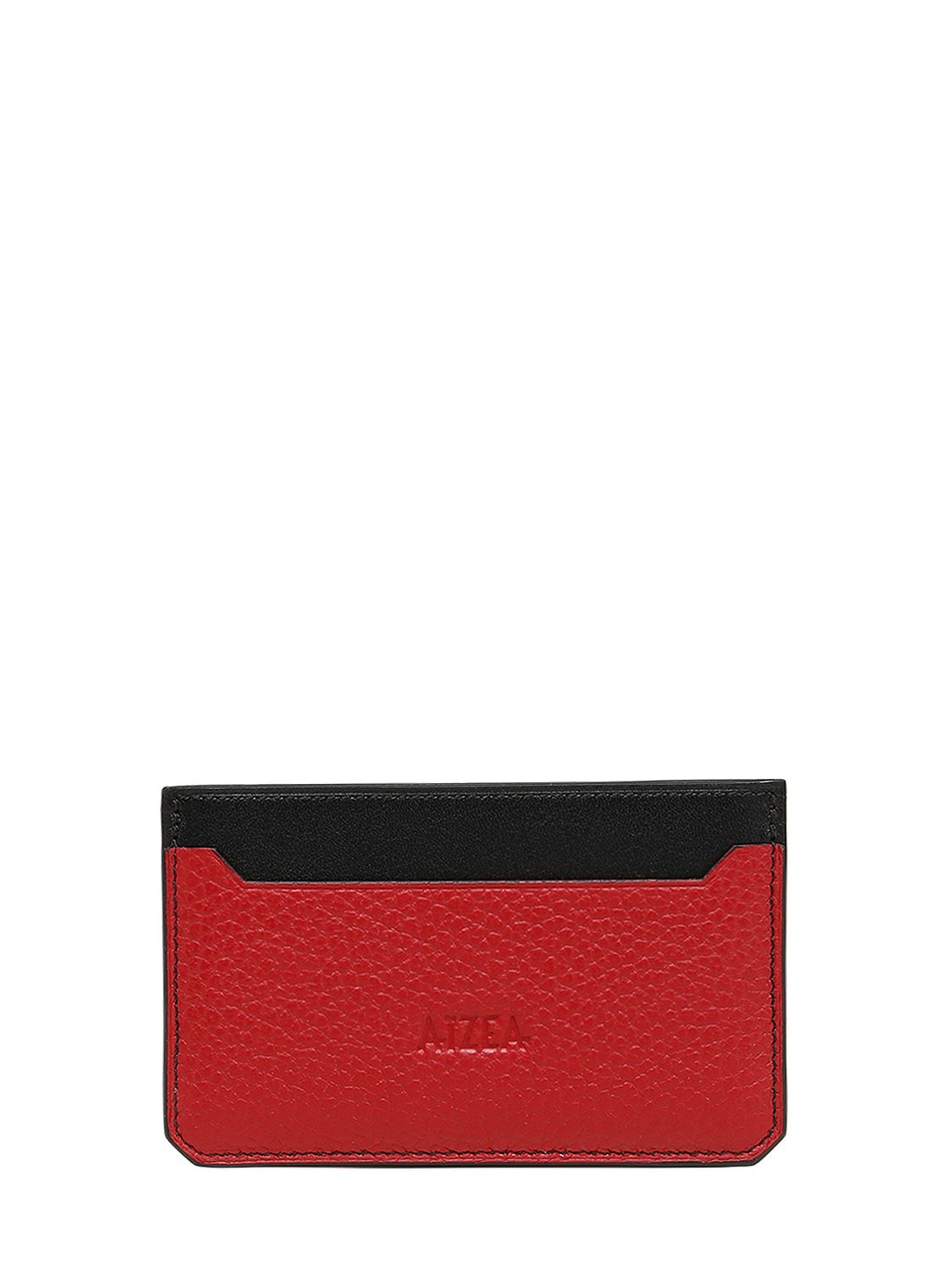 Aizea Soft Leather Card Holder In Red