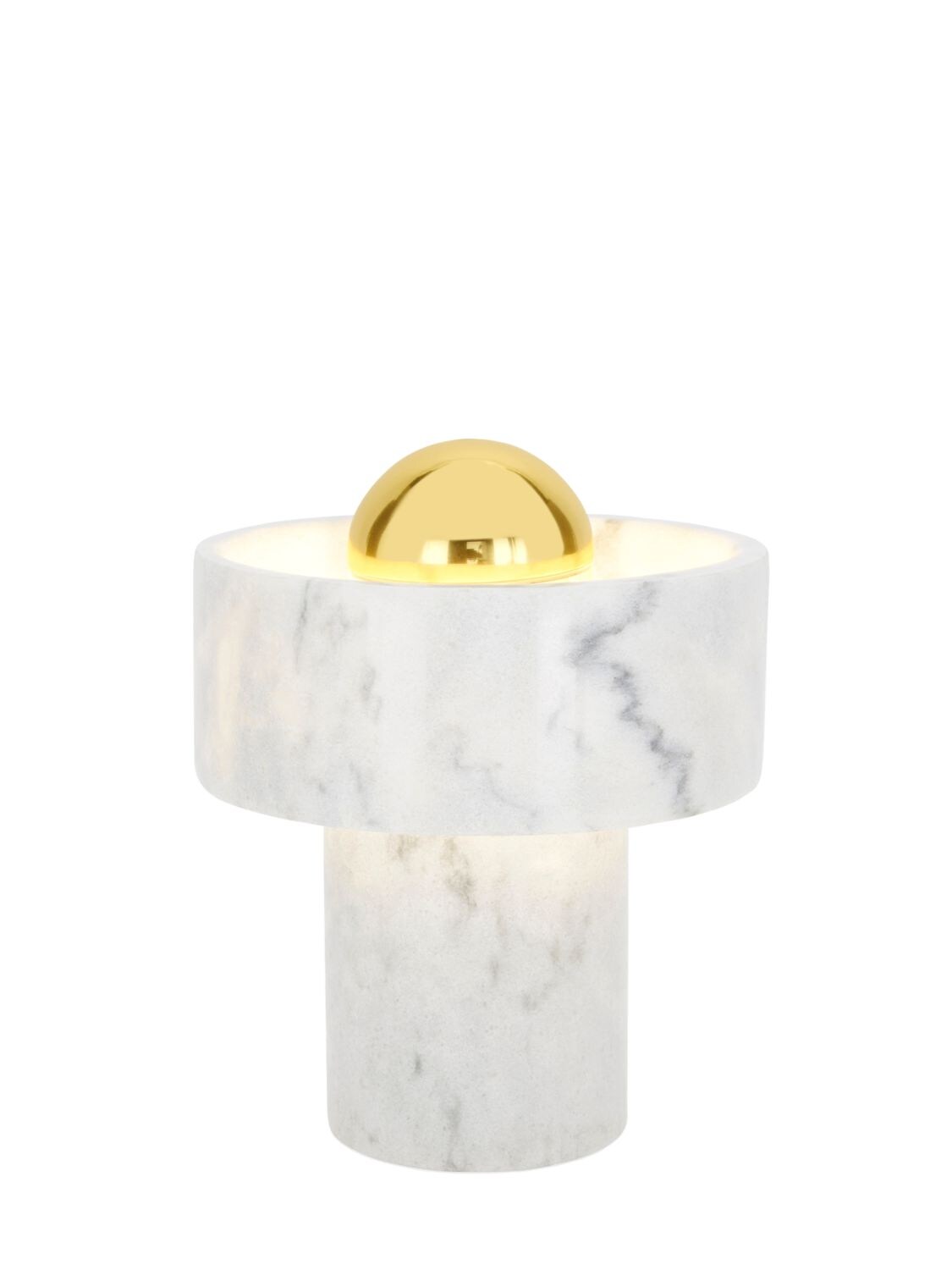 Shop Tom Dixon Stone Table Lamp In Gold,white
