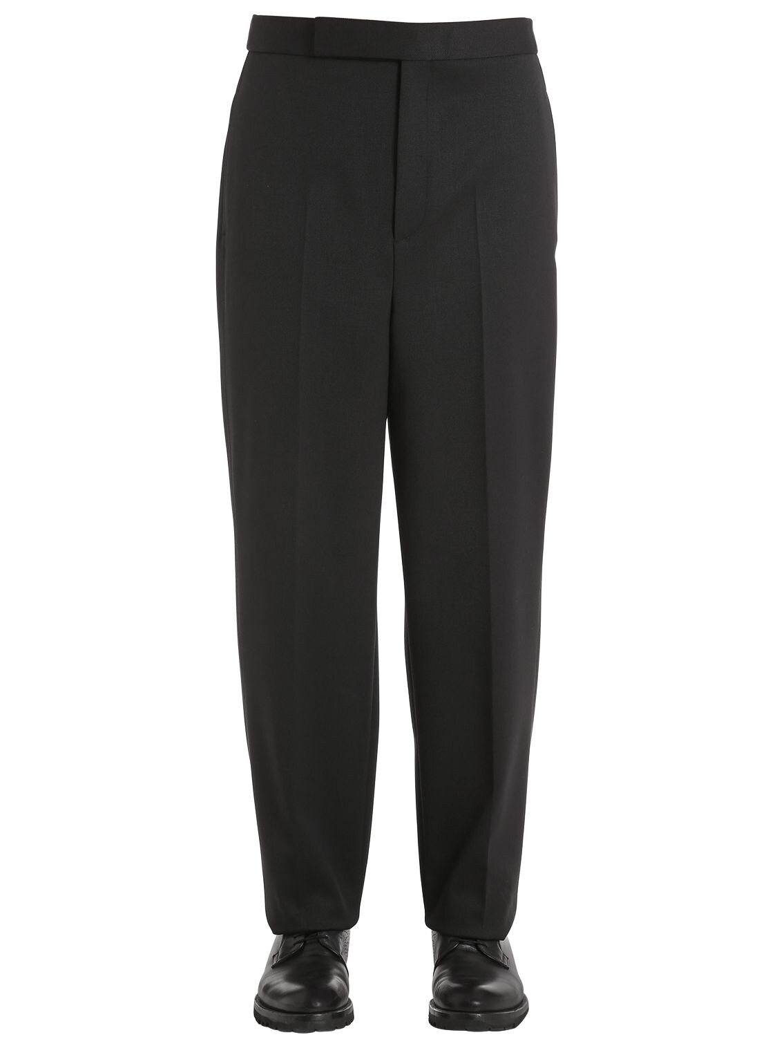 Neil Barrett 22cm Stretch Wool Blend Gabardine Trousers In Black