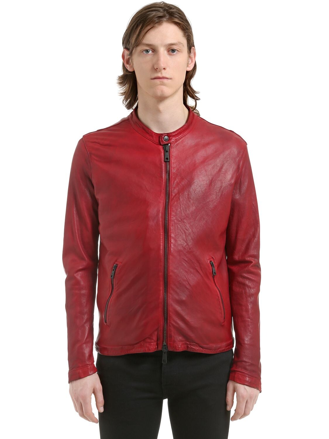 Giorgio Brato Nappa Leather Jacket In Red