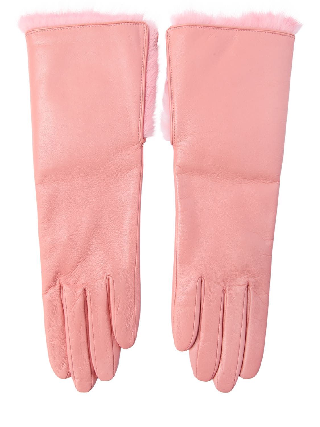Aristide Nappa Leather Gloves W/rabbit Fur In Pink | ModeSens