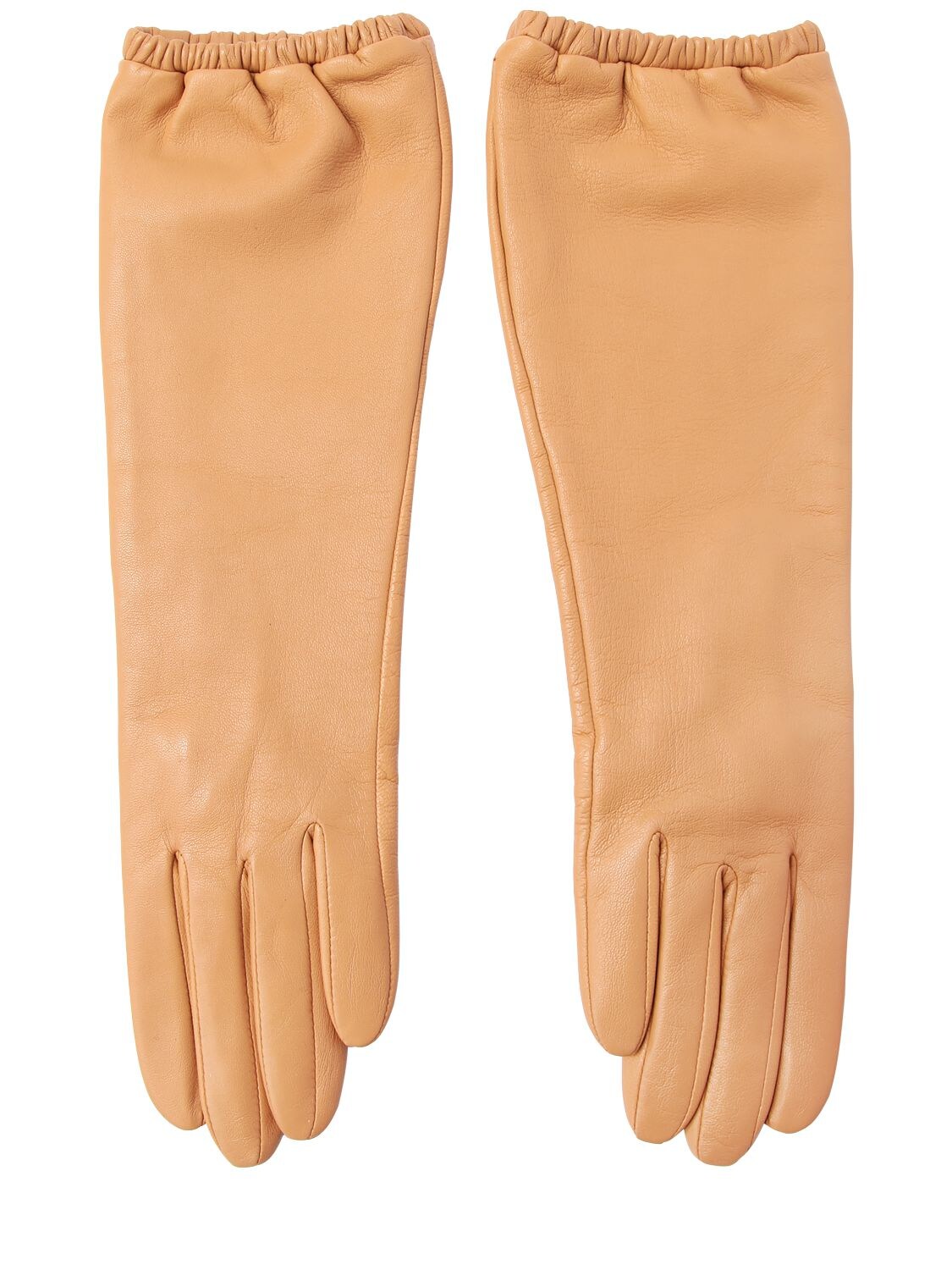 Aristide Long Nappa Leather Gloves In Light Brown
