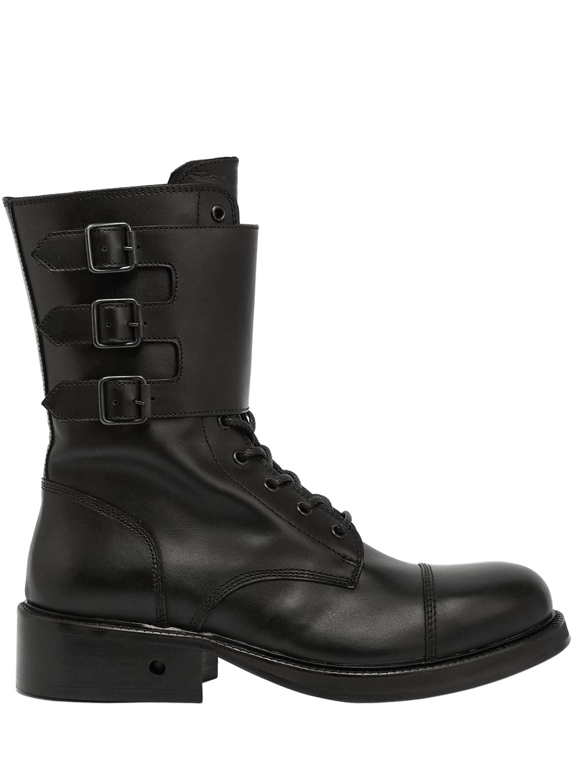 Bikkembergs Squadron Buckled  Leather Boots In Black