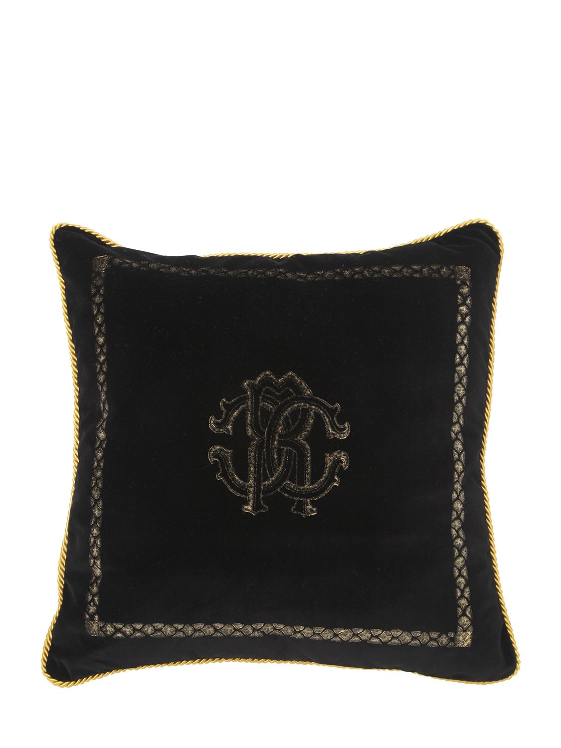 Roberto Cavalli Venezia Cotton & Silk Cushion In Black