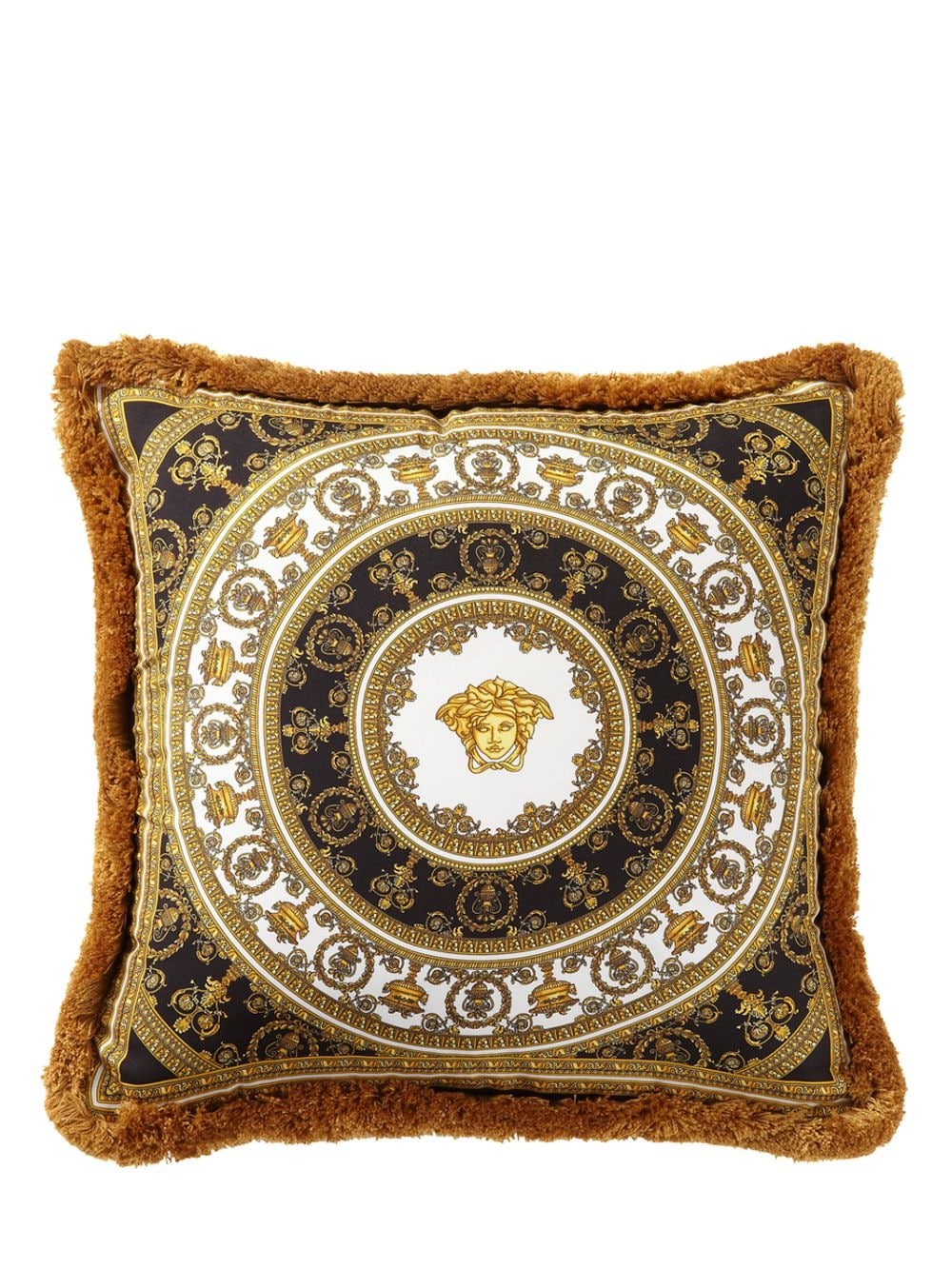 Versace I Heart Baroque Silk Accent Cushion In Oro-bianco-nero