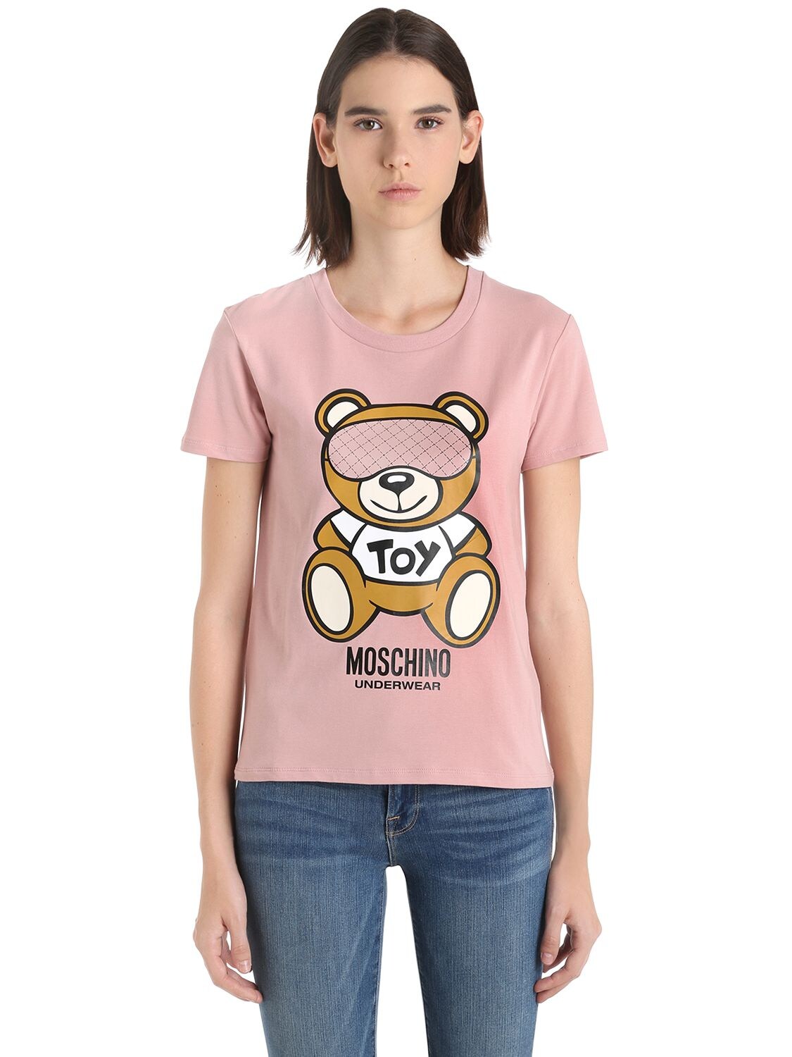Moschino Underwear Underbear Printed Cotton Jersey T-shirt In Pink