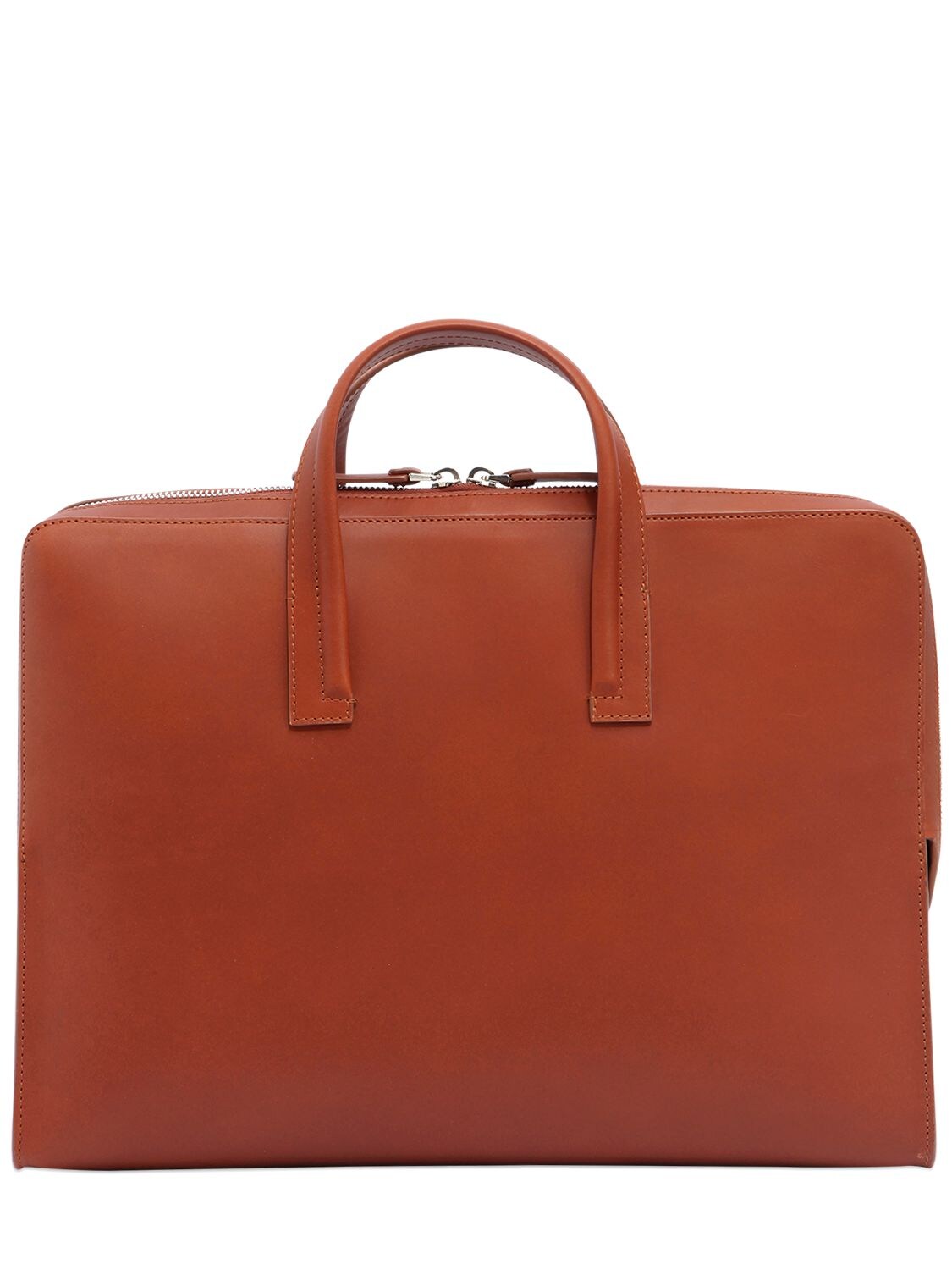 Bonastre Vegetable Tanned Leather Briefcase In Brown
