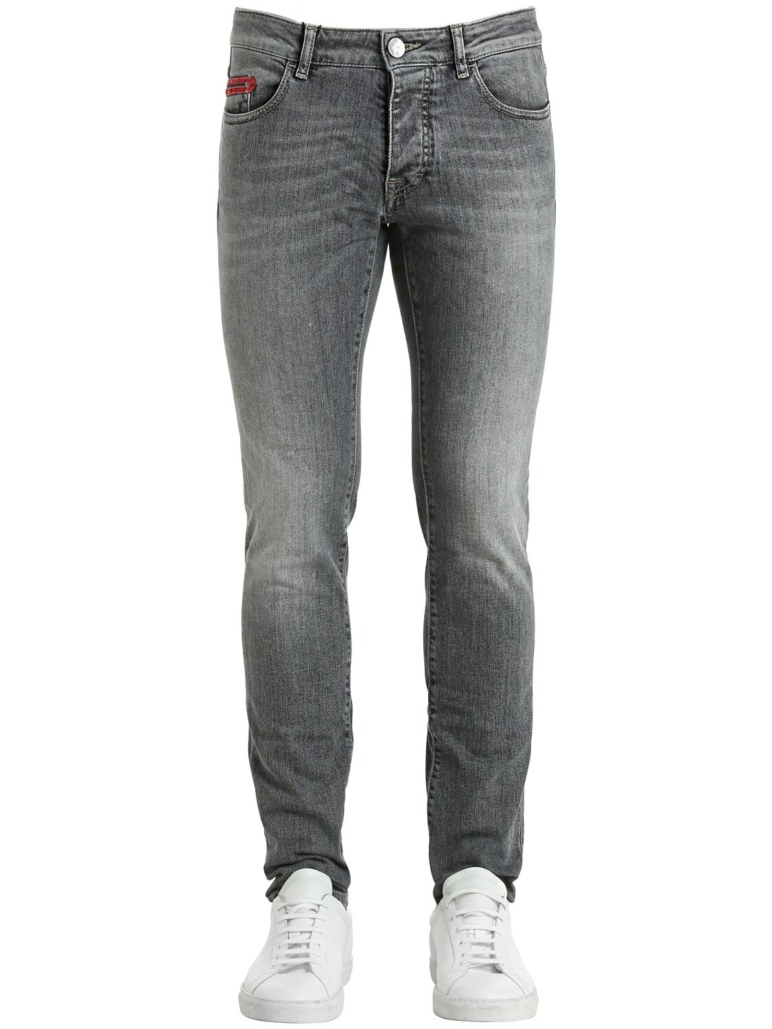 Unlimited 17cm Stone Washed Denim Jeans In Grey