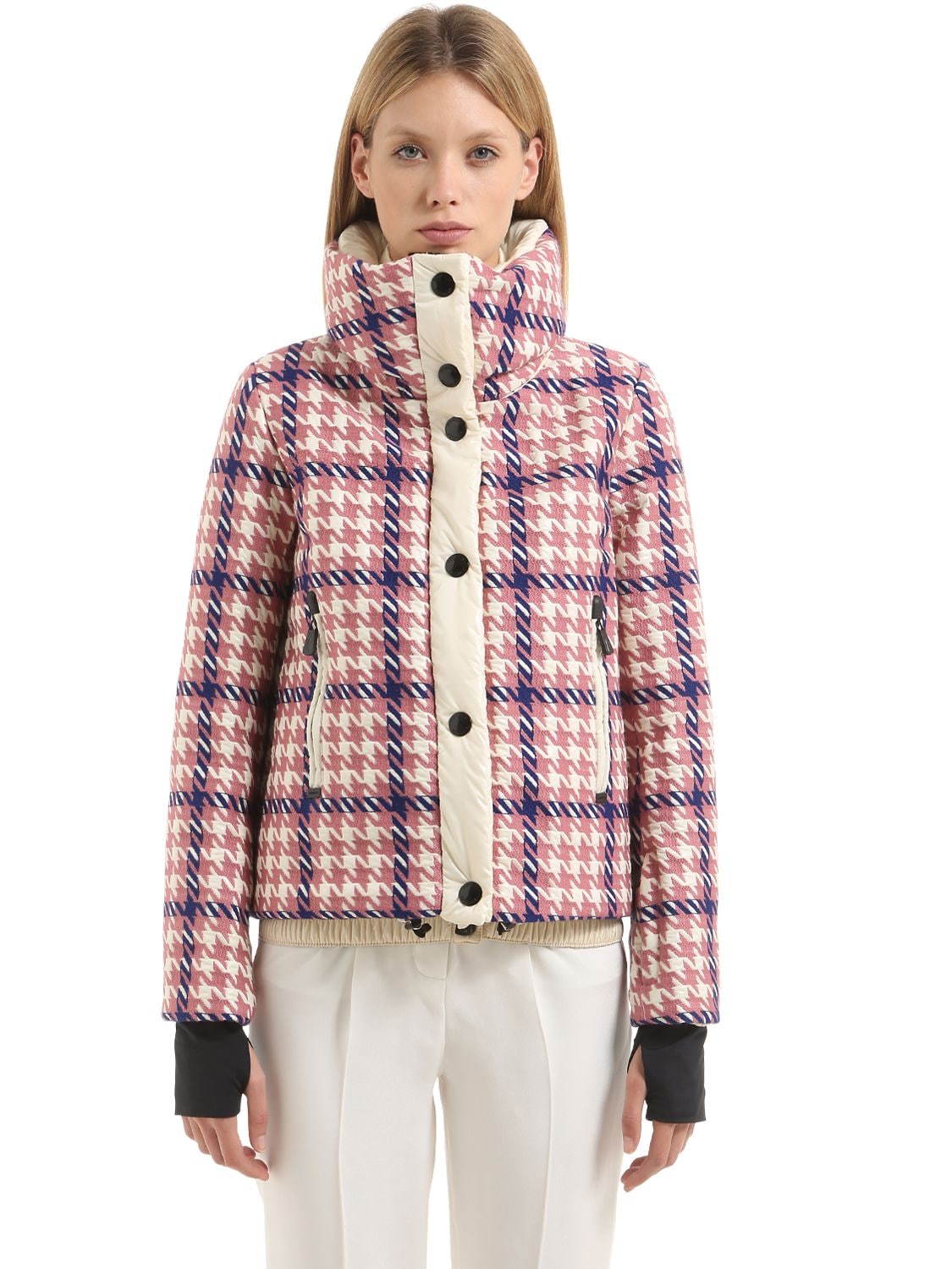 moncler houndstooth printed padded jacket