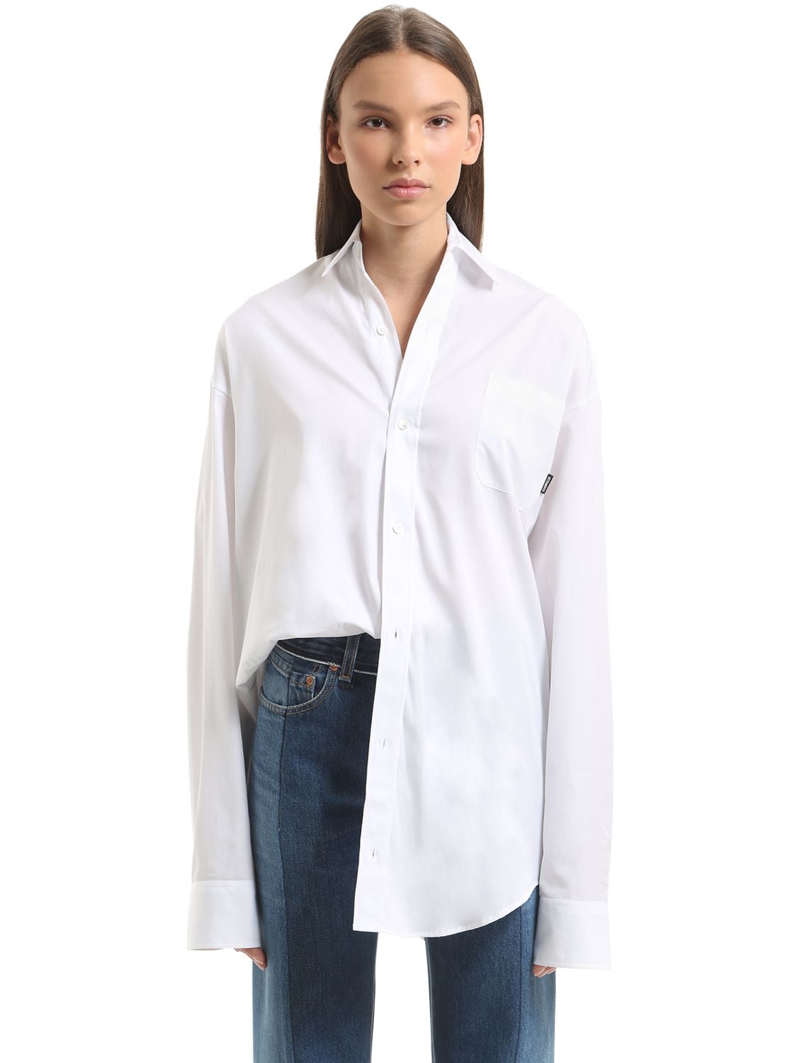 Vetements Women's Oversized Cotton Shirt In White | ModeSens