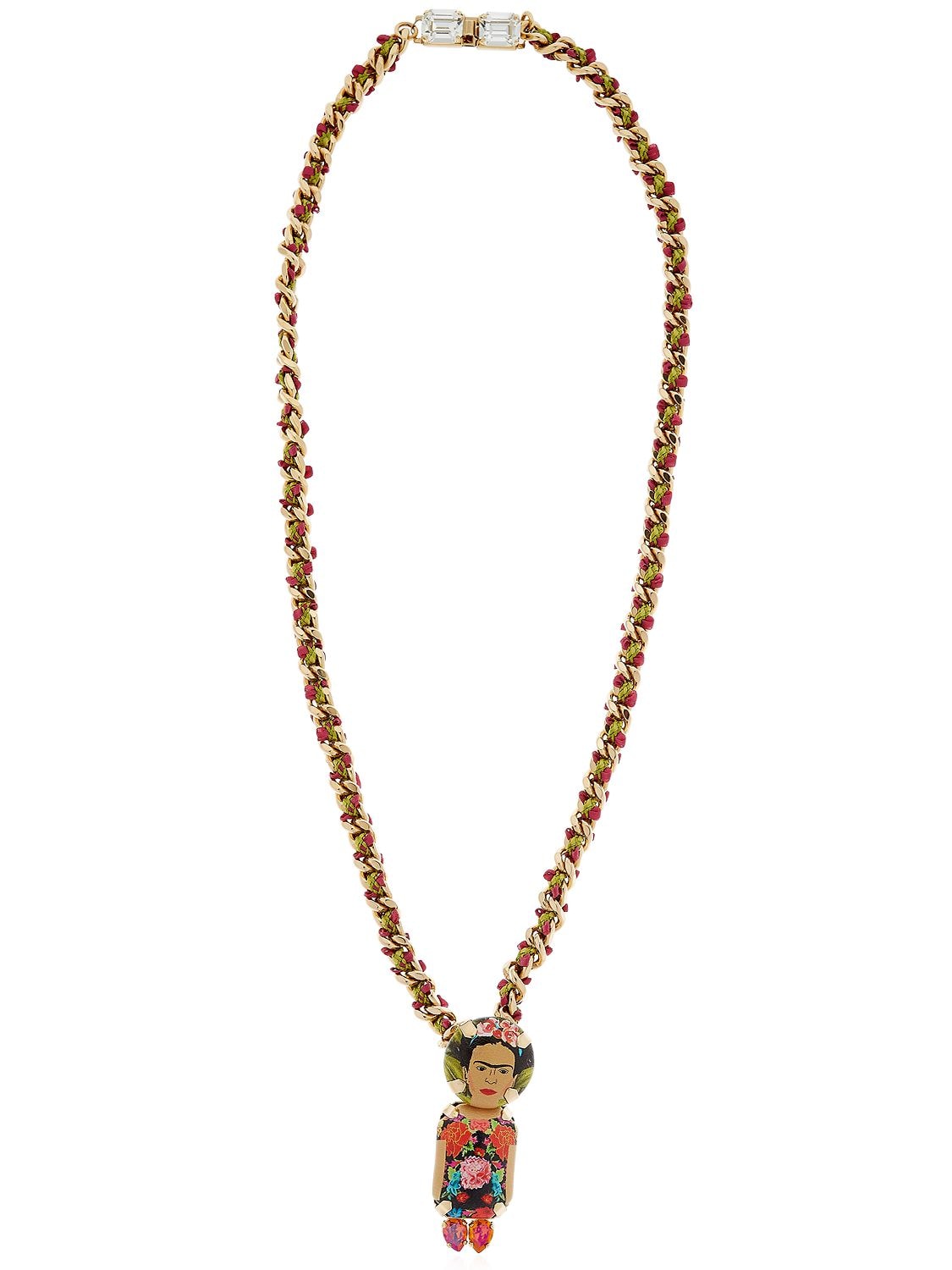 Bijoux De Famille Frida Ribbon Pendant Necklace In Red/multi