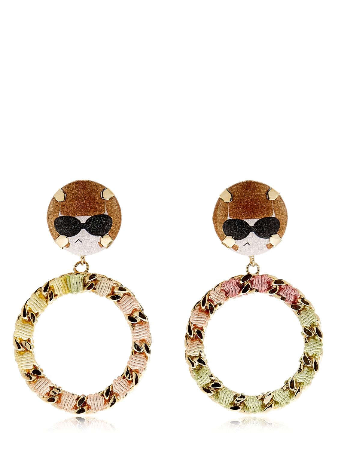 Bijoux De Famille Anna Chain Hoop Earrings In Multicolor