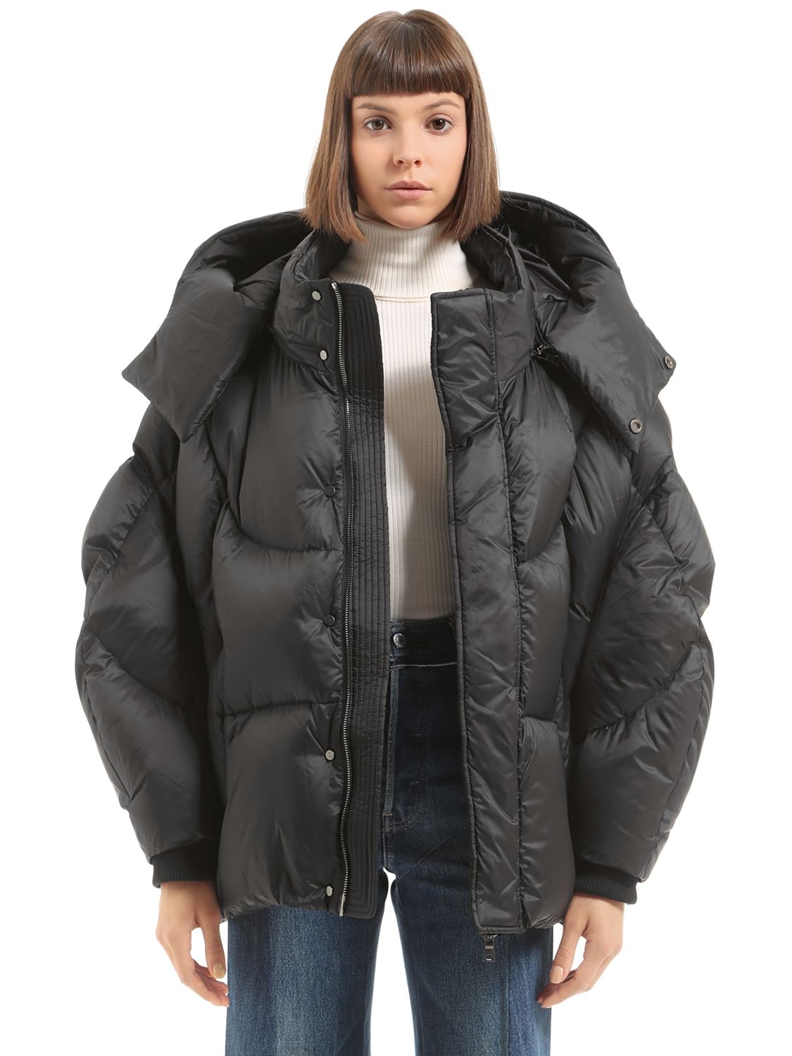 Chen Peng Oversized Hooded Puffer Down Jacket In Black