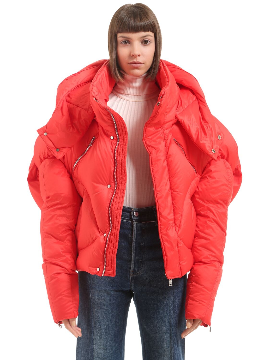 Chen Peng Oversized Puffer Down Jacket In Red | ModeSens