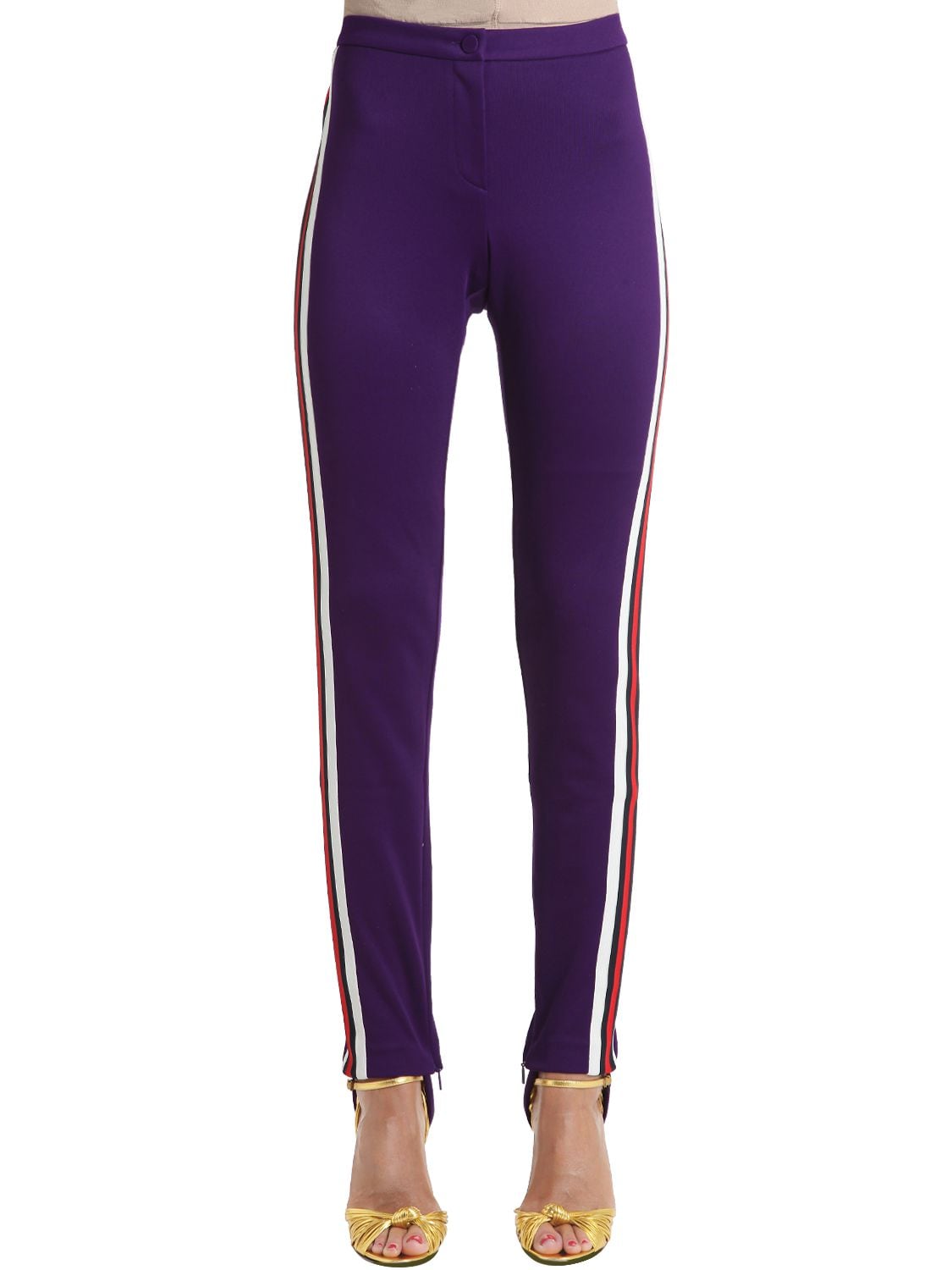 Gucci 侧幅织带科技平纹紧身裤 In Purple