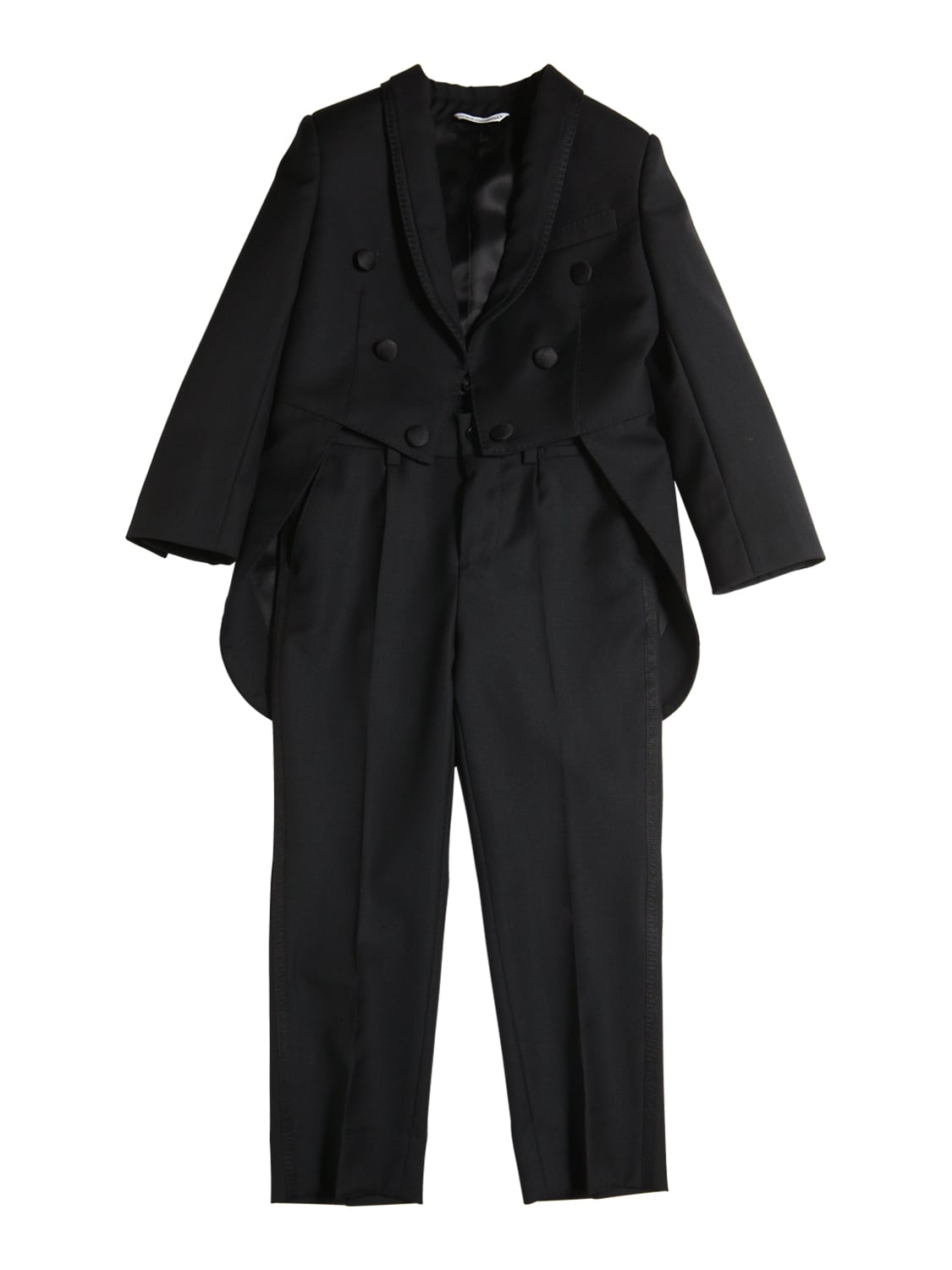 Dolce & Gabbana Kids' Wool Blend Tailcoat & Trousers In Black