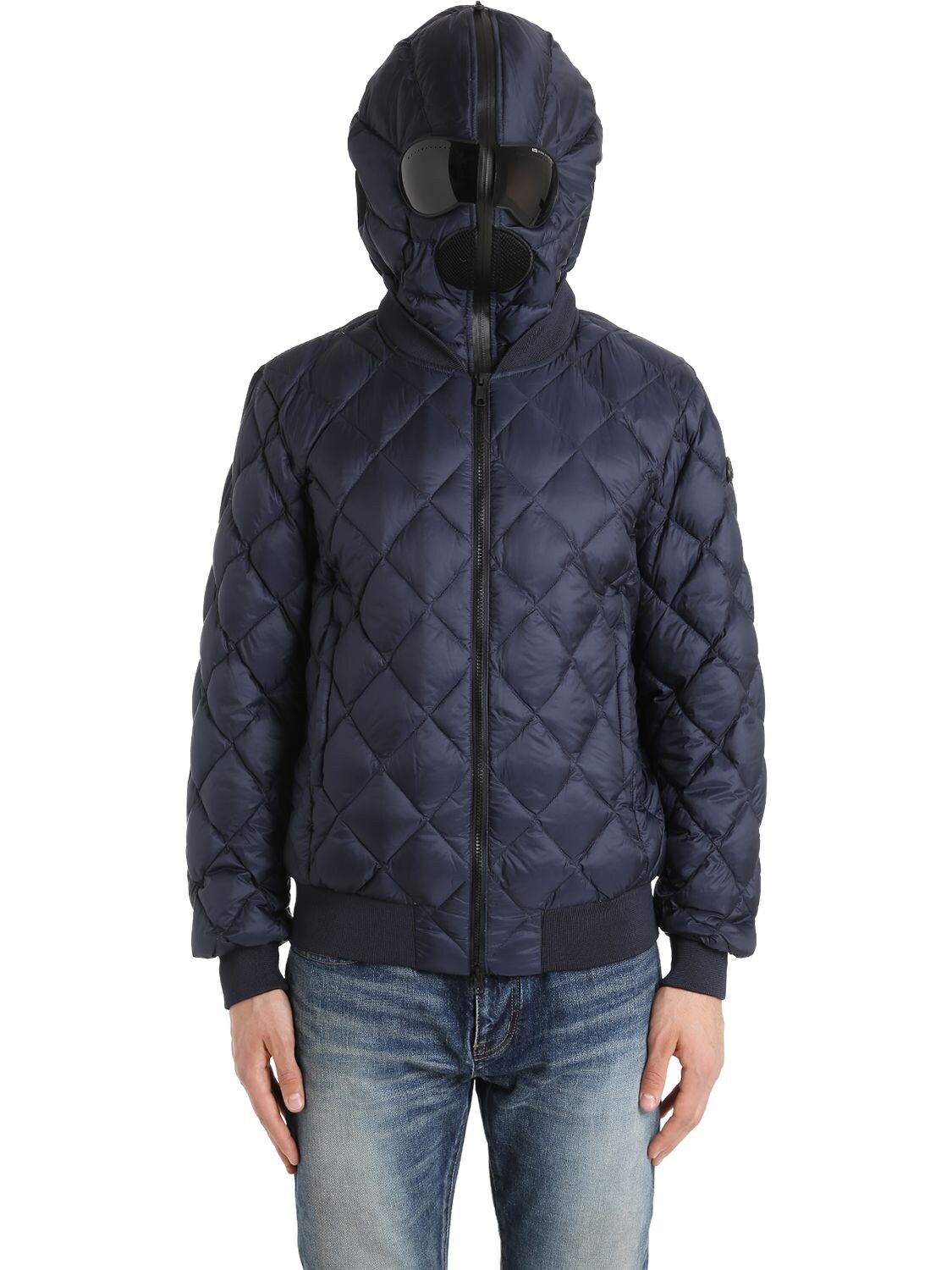 Ai Riders On The Storm Quilted Micro Ripstop Down Bomber Jacket In Navy