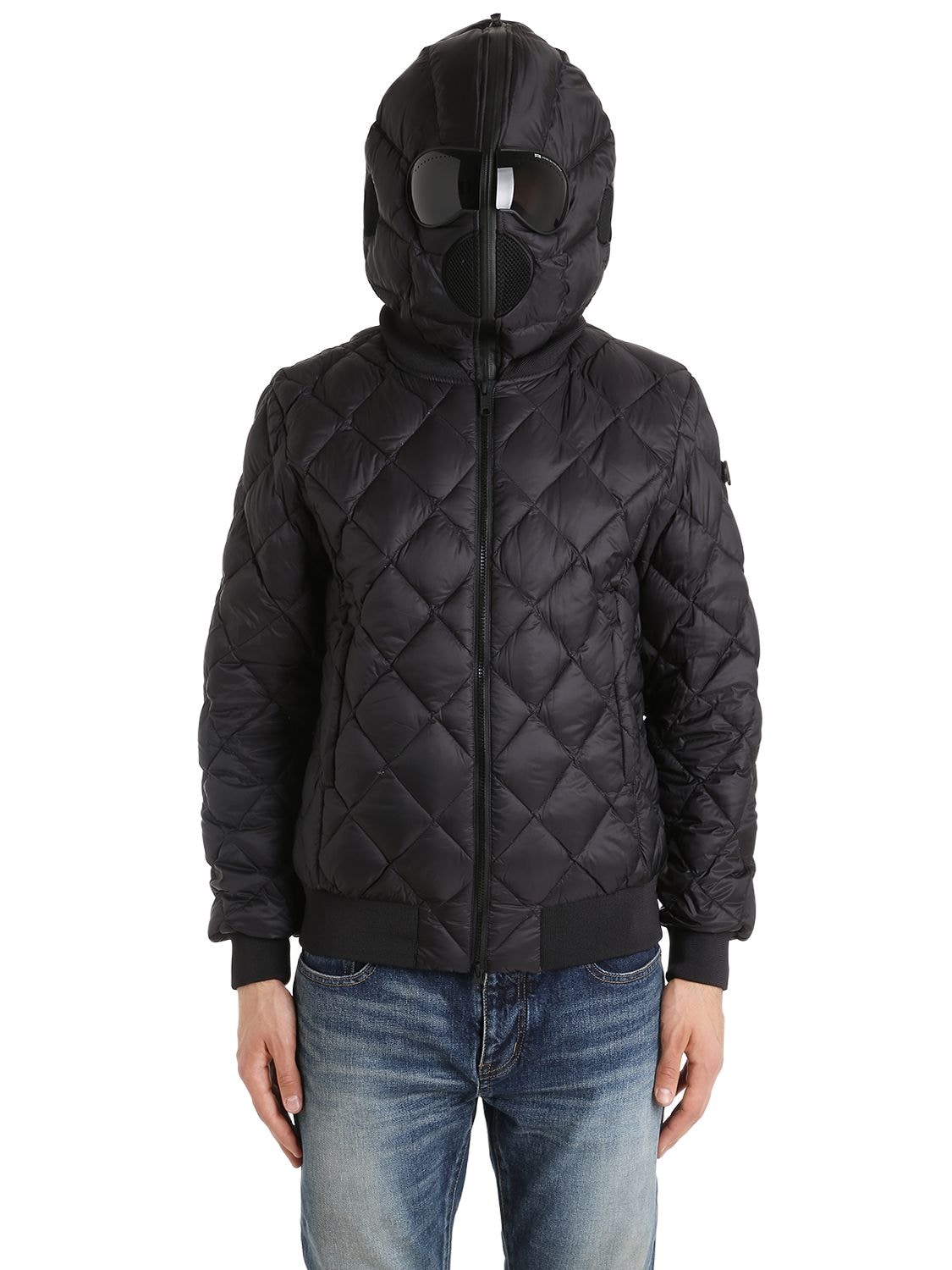 Ai Riders On The Storm Quilted Micro Ripstop Down Bomber Jacket In Black