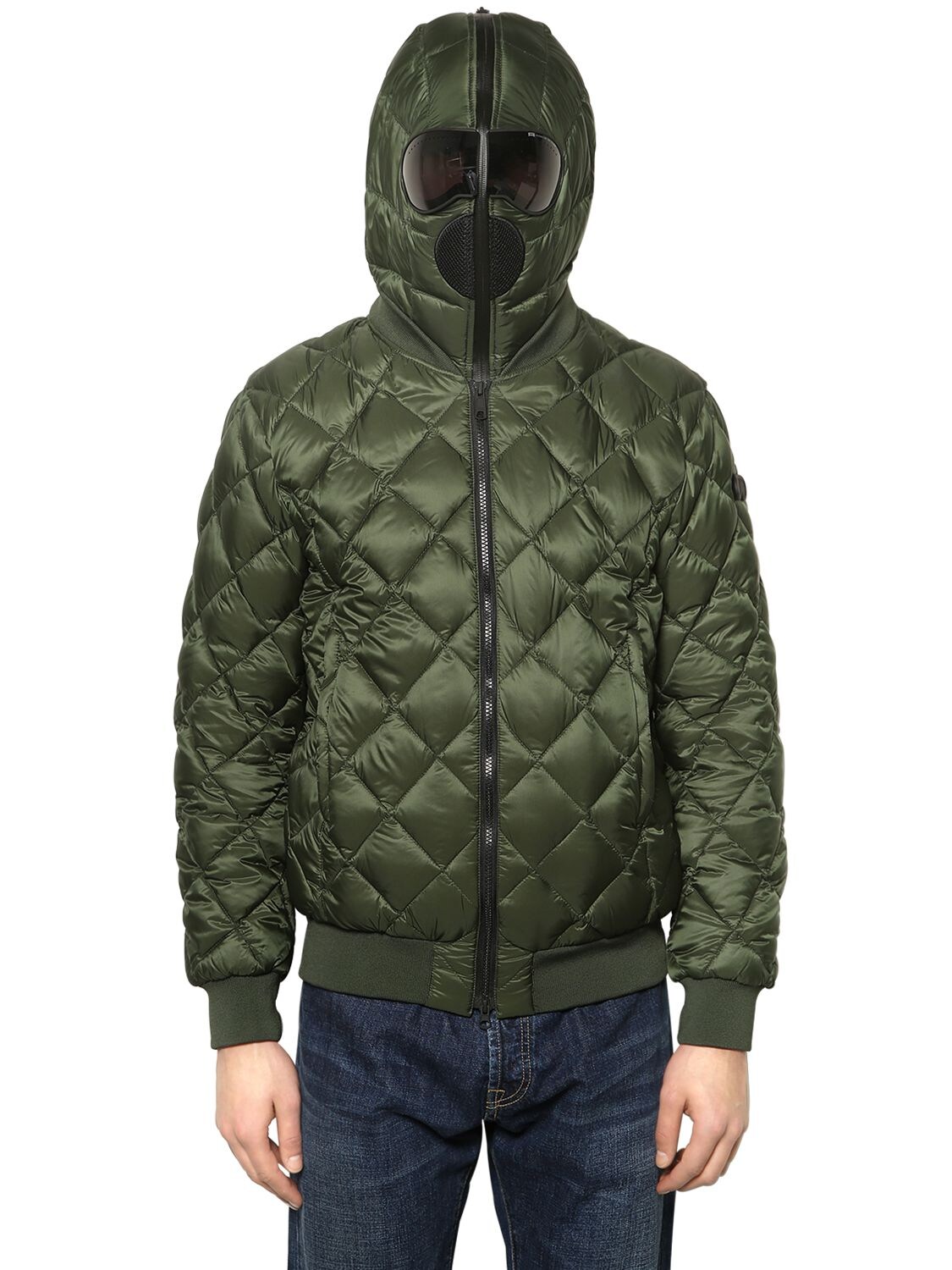 Ai Riders On The Storm Quilted Micro Ripstop Down Bomber Jacket In Deep Forest