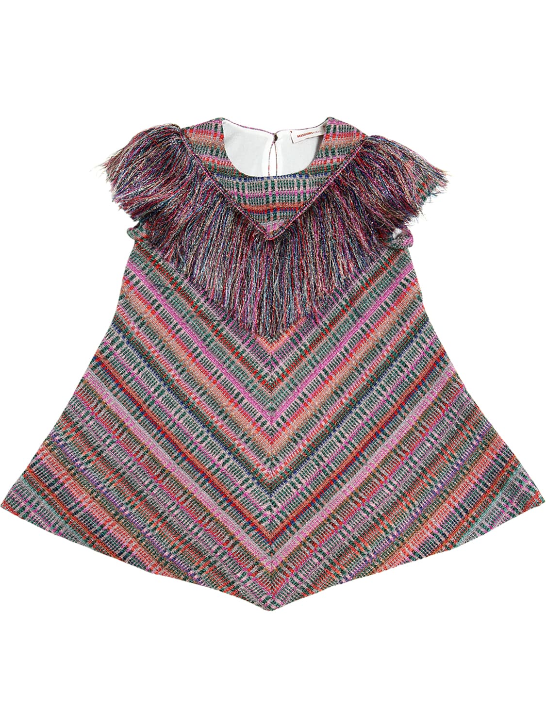 Missoni Kids' Fringed Lurex & Wool Blend Dress In Multicolor