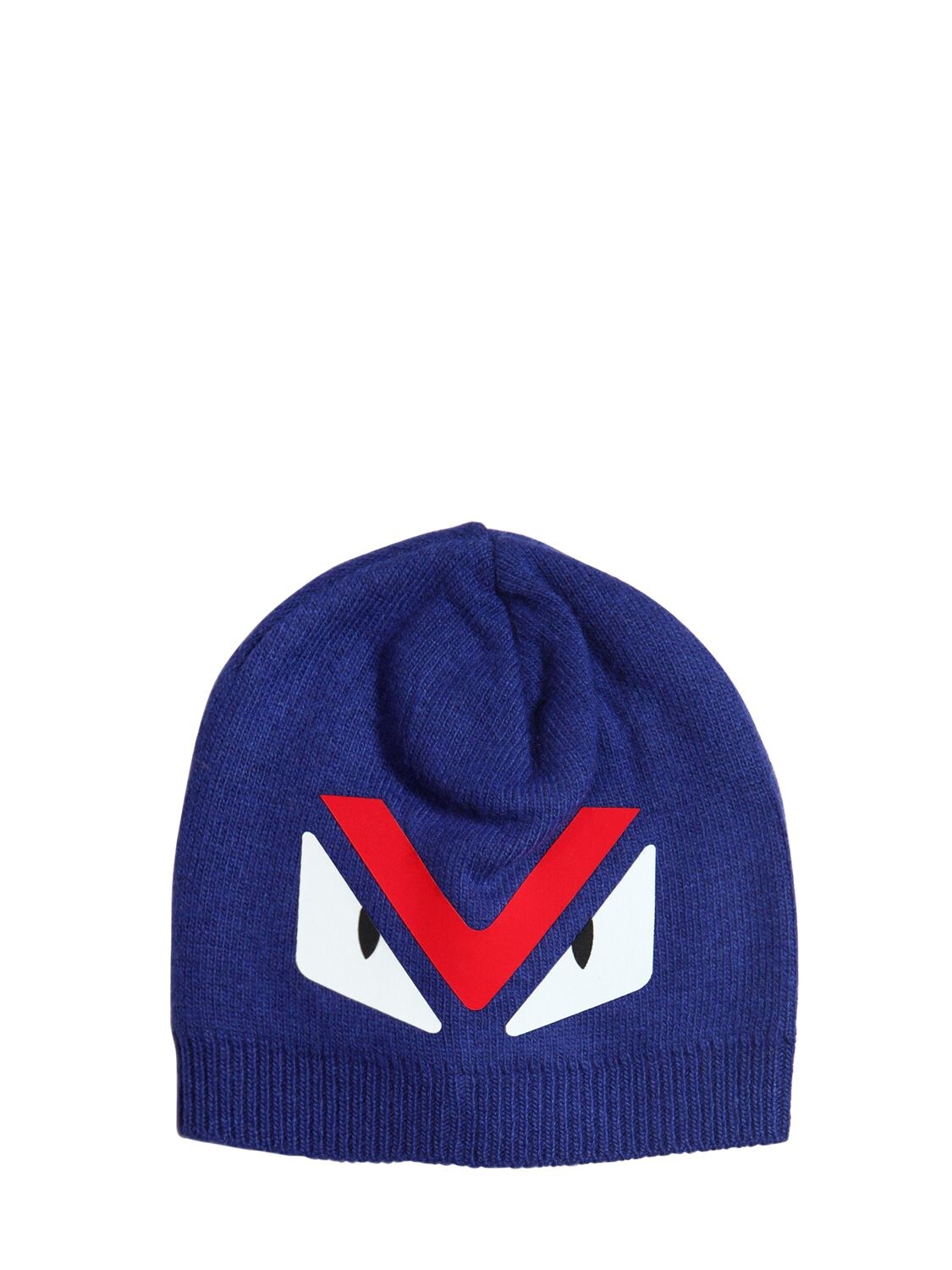 Fendi Kids' Doubled Knitted Wool & Cashmere Hat In Royal Blue