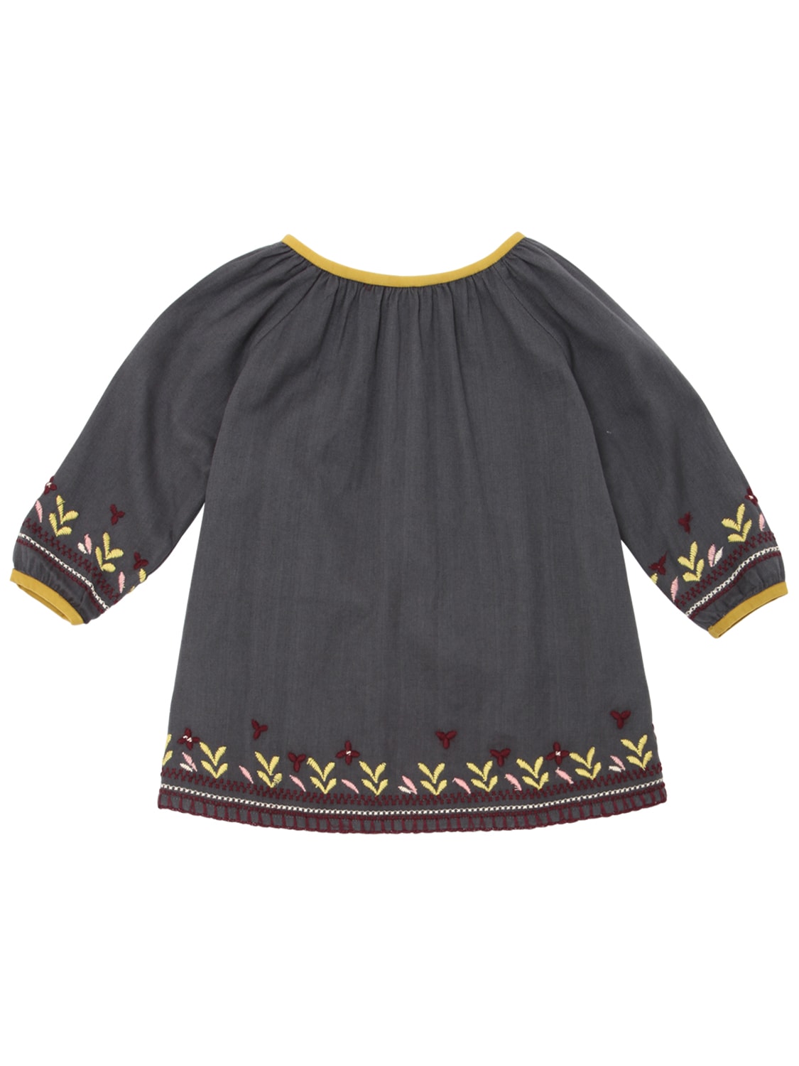 Caramel Baby & Child Babies' Embroidered Cotton Flannel Dress In Navy