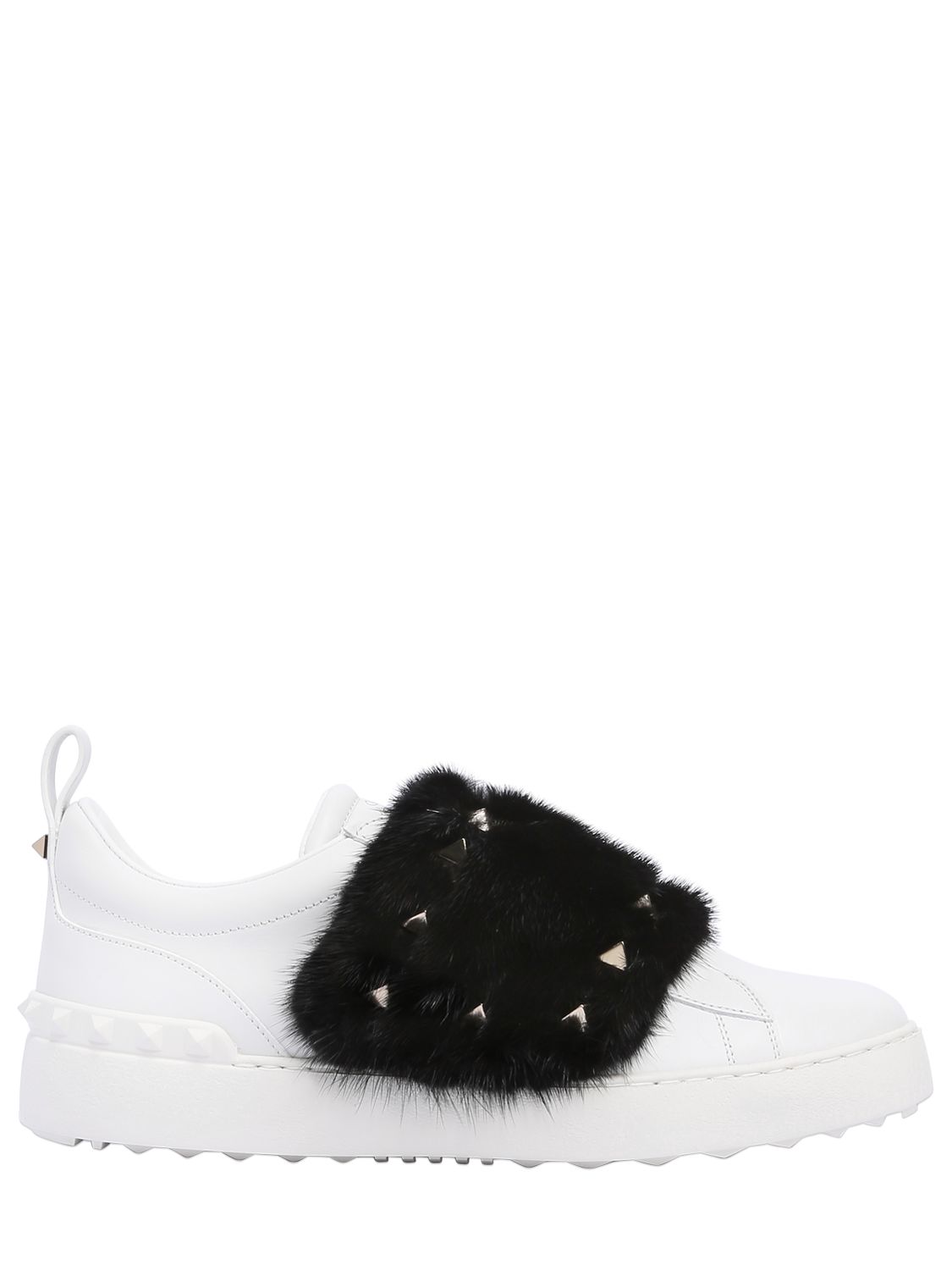 OPEN ラビットファー＆レザー スニーカー