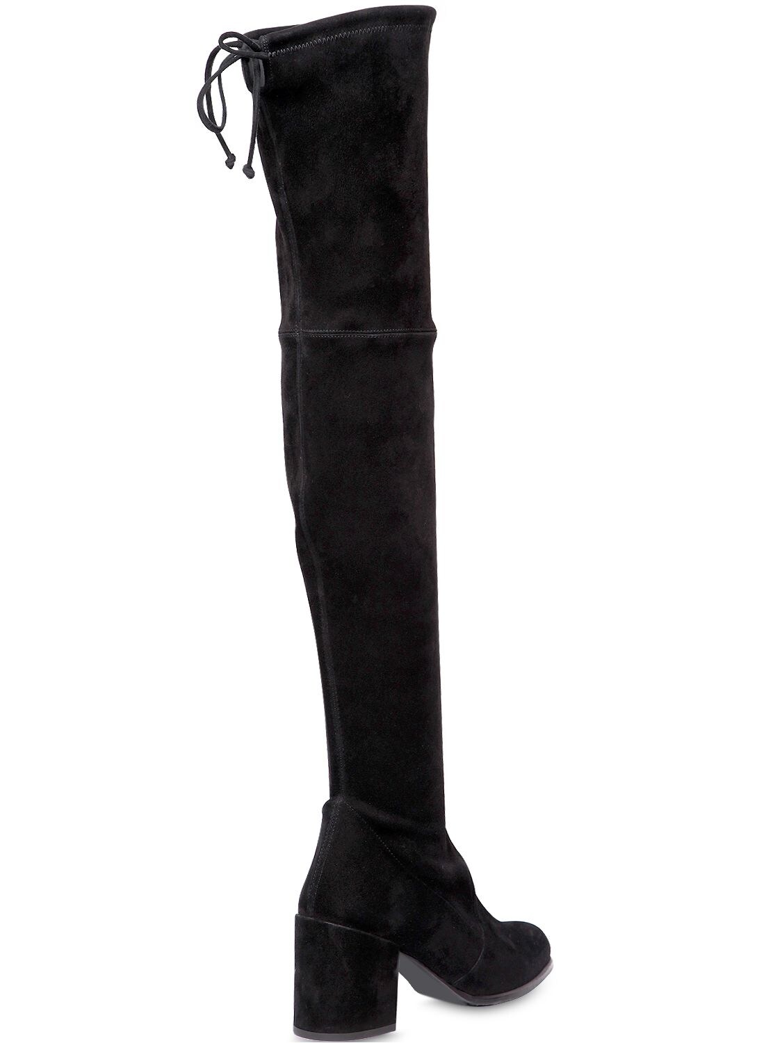Shop Stuart Weitzman 70mm Tieland Stretch Suede Boots In Black