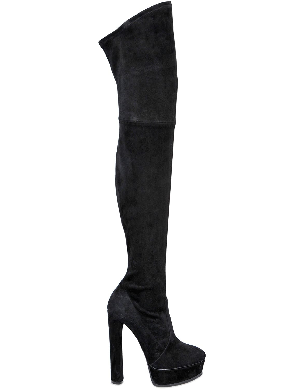CASADEI 140MM STRETCH SUEDE OVER THE KNEE BOOTS,66IAIM001-MDAw0
