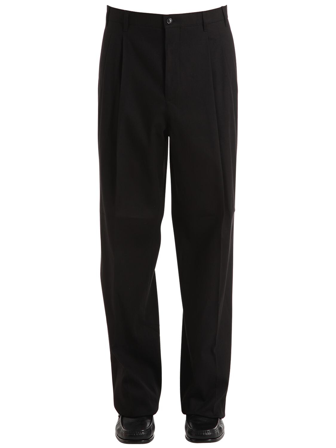 Raf Simons Cotton Chino Trousers W/ Tape On Back In Black