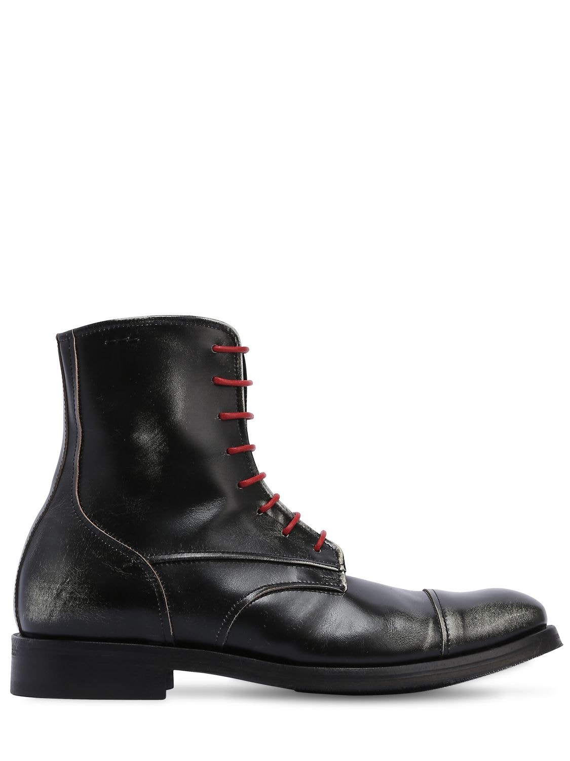 Alexander Hotto Lace-up Vintage Leather Combat Boots In Black