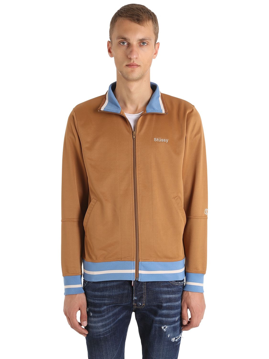 Stussy Polyester Track Jacket In Light Brown
