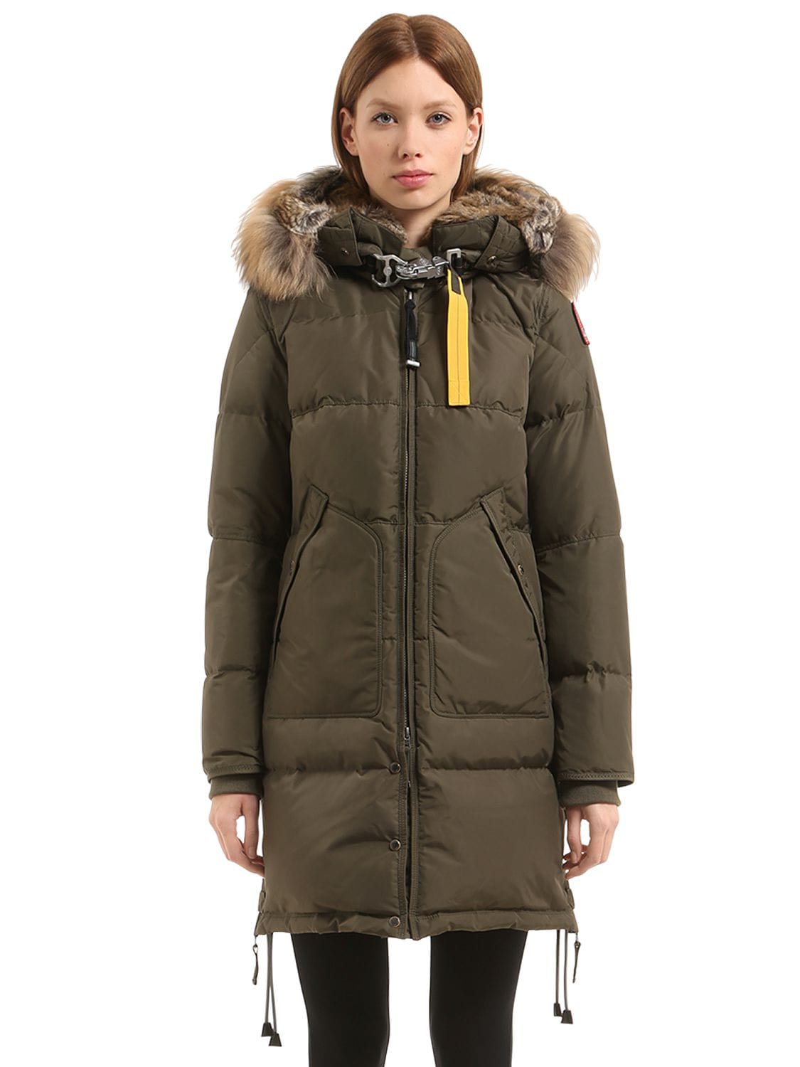 Parajumpers Long Bear Nylon Down Parka W/ Fur In Army Green | ModeSens