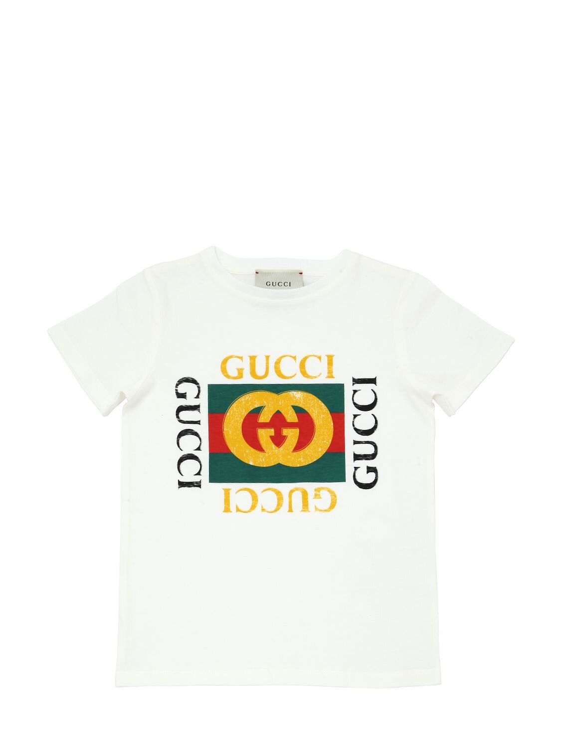 Gucci Kids' Logo Print Cotton Jersey T-shirt In White