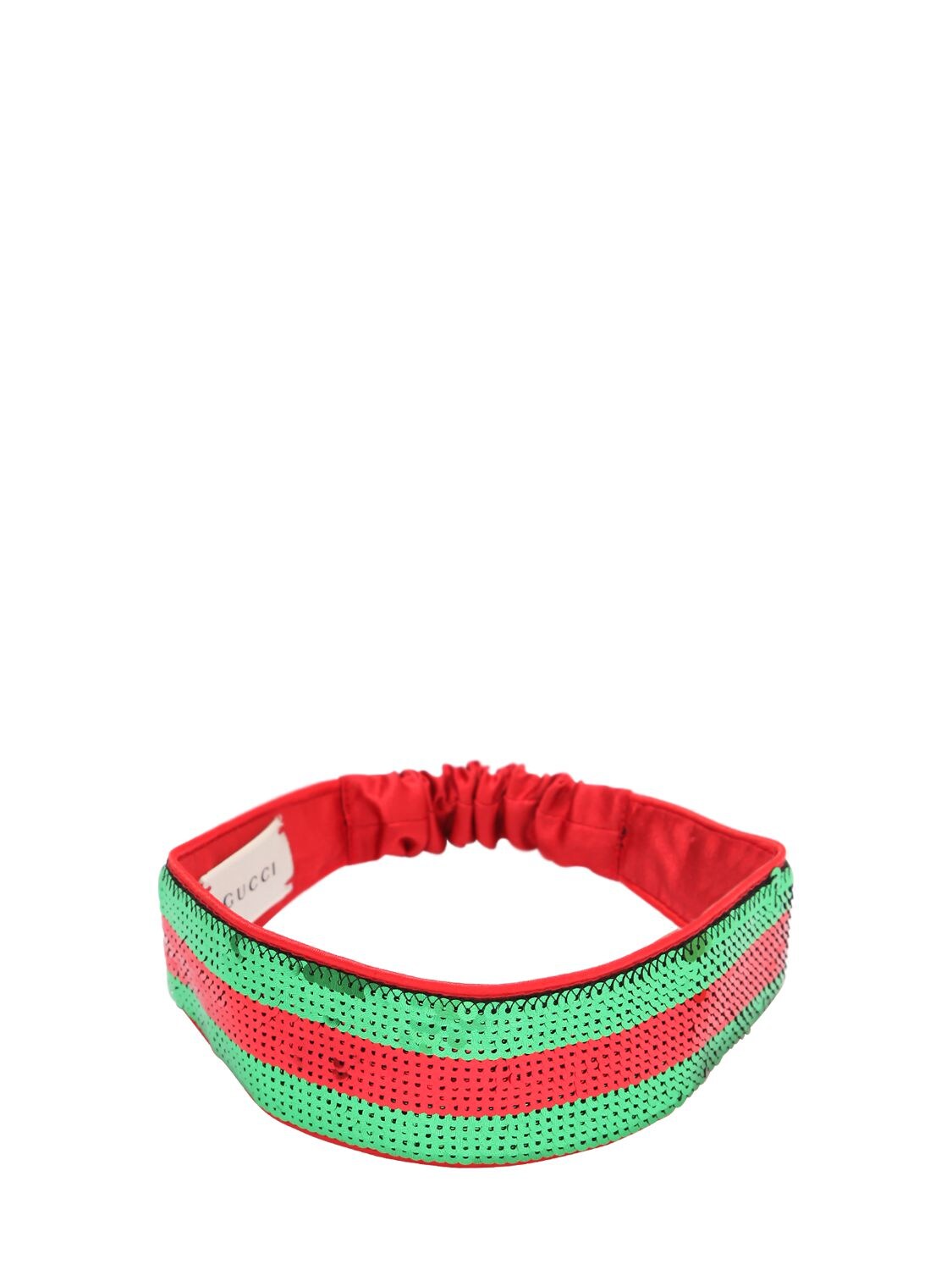 Gucci Kids' Sequined Silk Satin Headband In Green,red