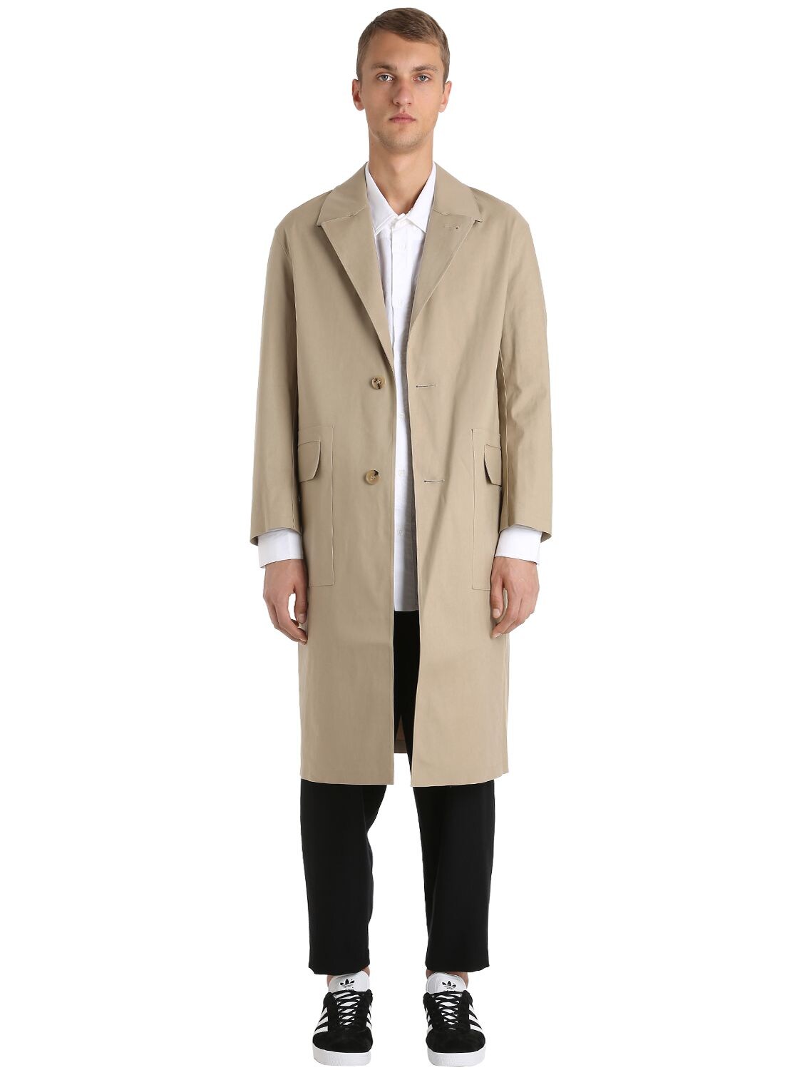 Mackintosh Oversized Rubberized Cotton Coat In Beige