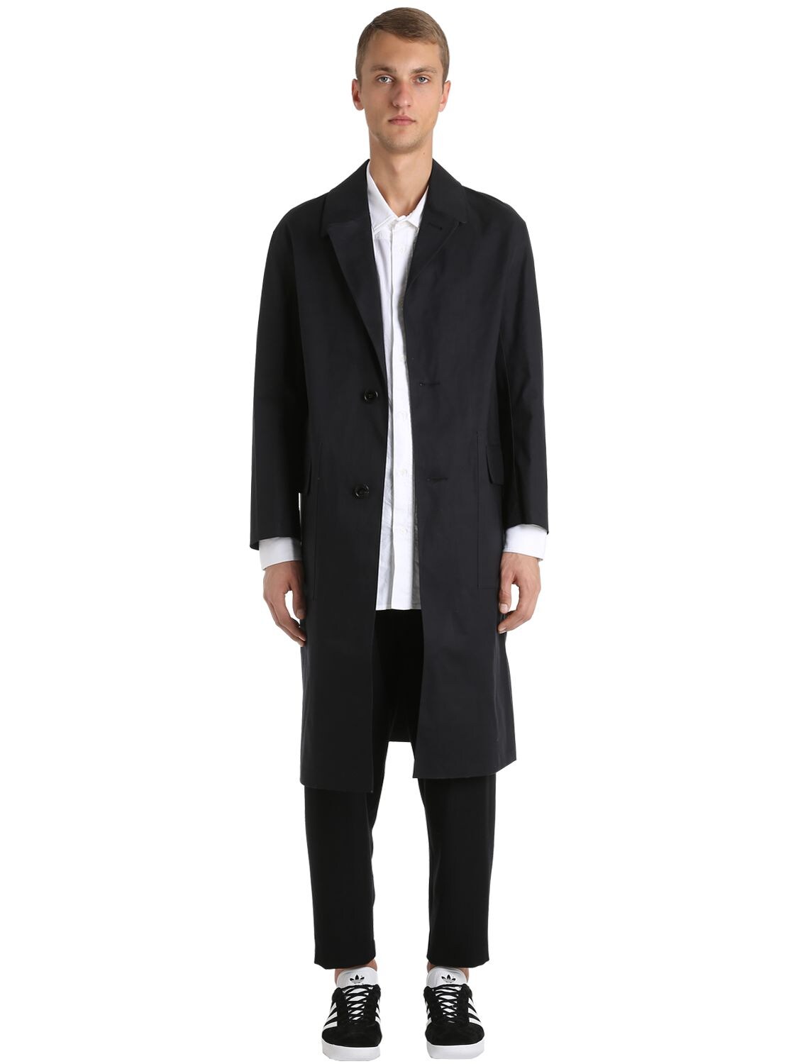 Mackintosh Oversized Rubberized Cotton Coat In Black