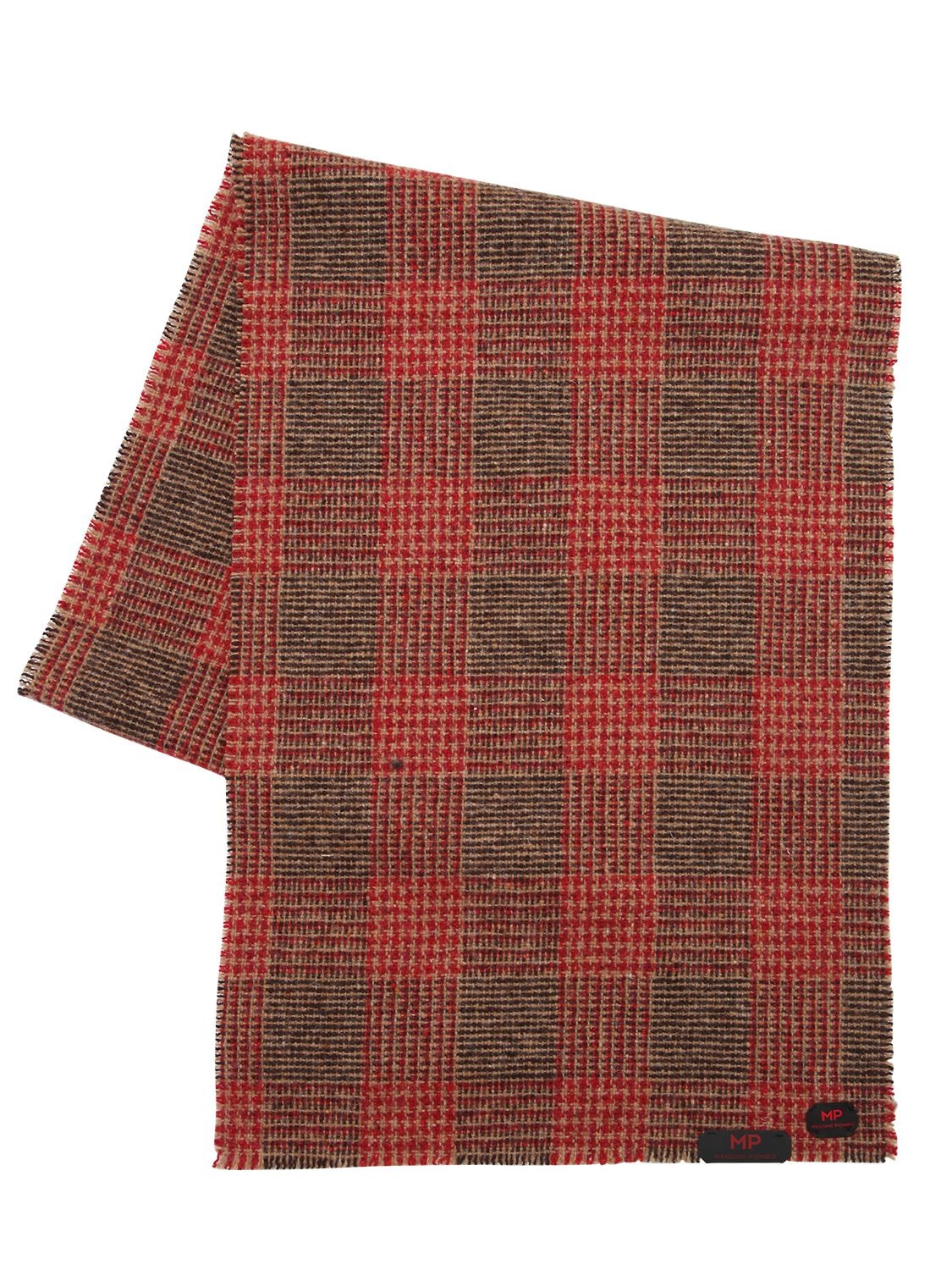 Mp Massimo Piombo Virgin Wool Prince Of Wales Scarf In Red/grey