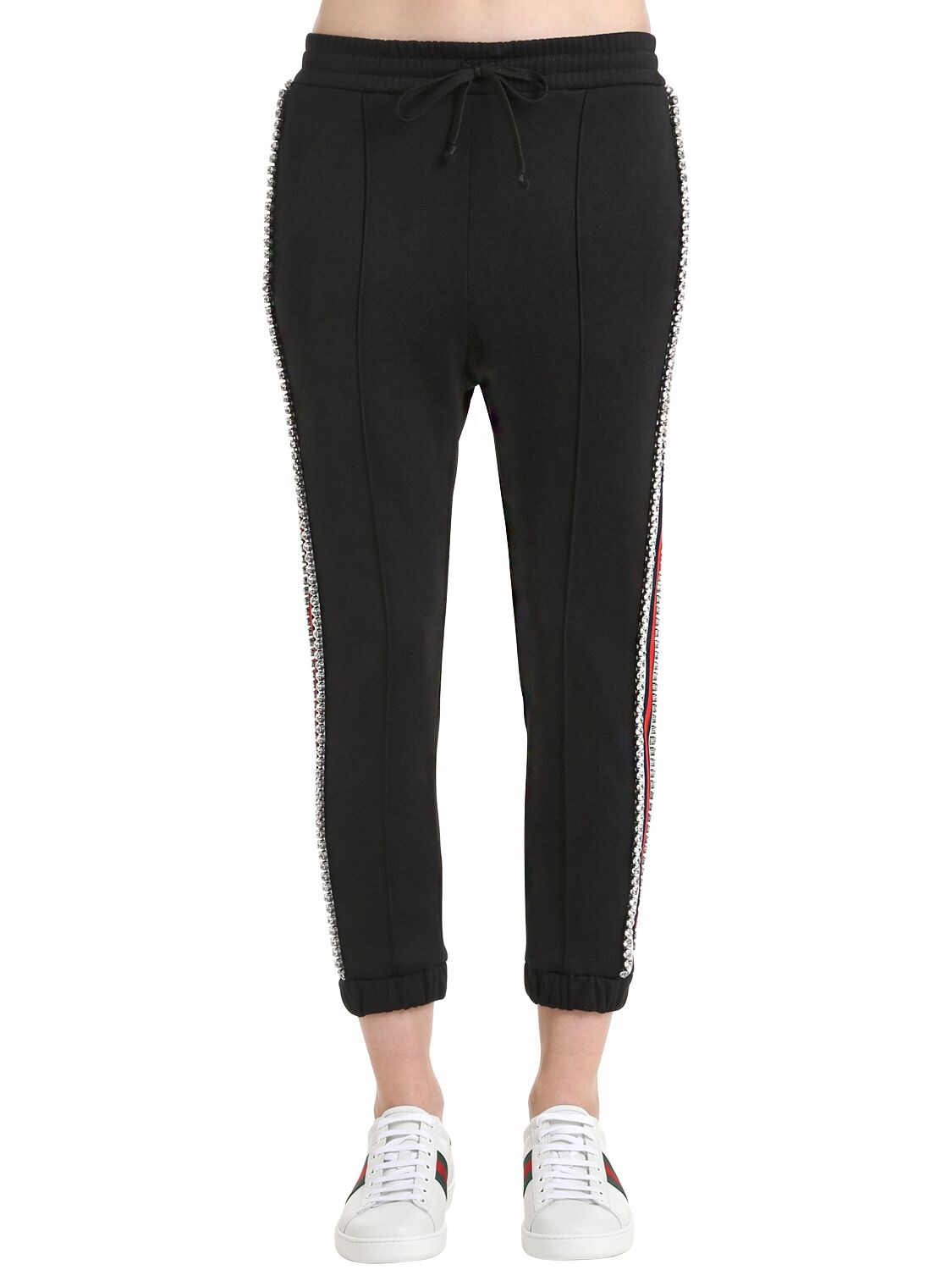 GUCCI CRYSTAL TECHNO JERSEY TRACK trousers,66IH0H008-MTE0Ng2