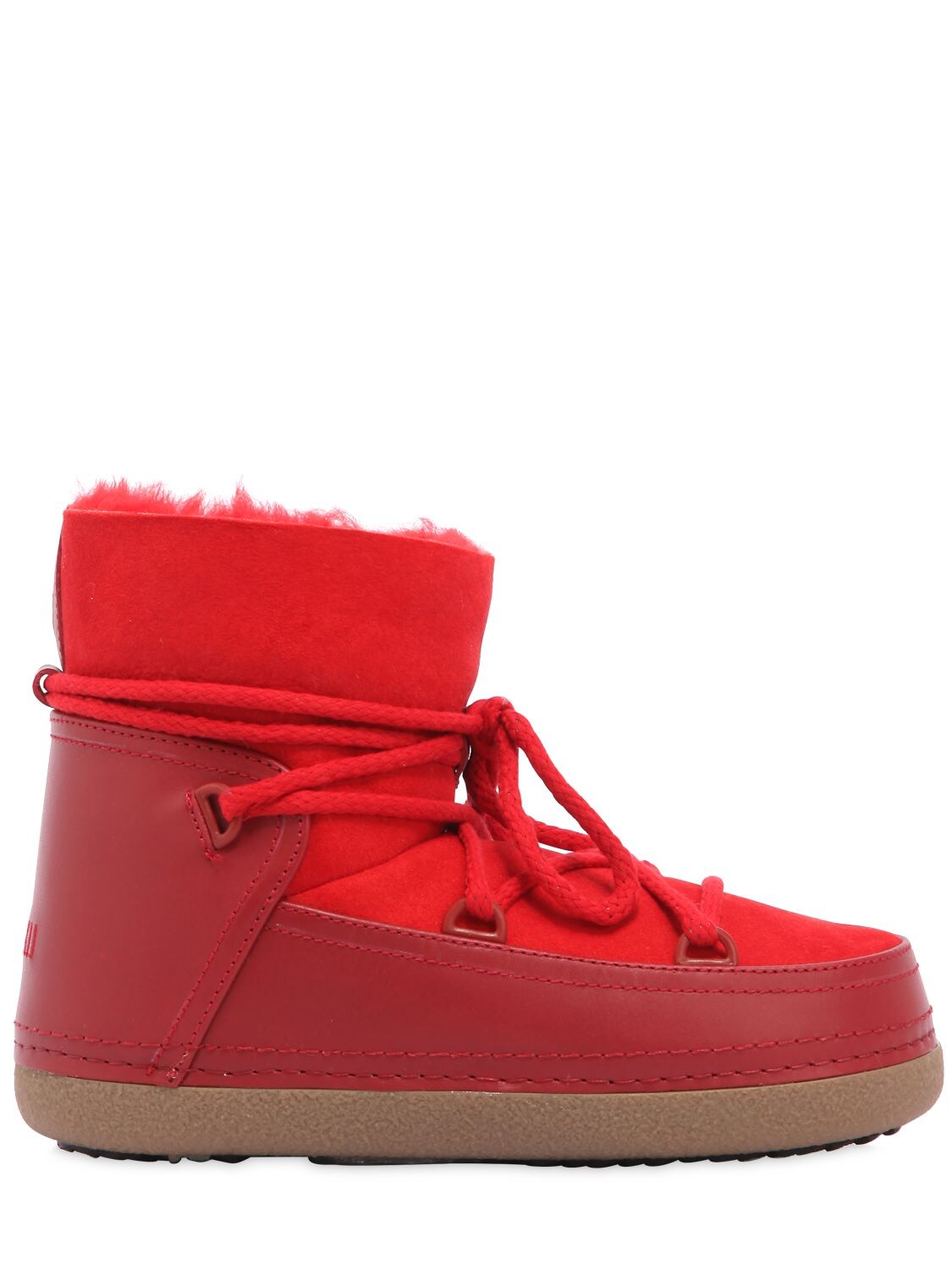 Inuikii 20mm Suede & Leather Snow Boots In Red