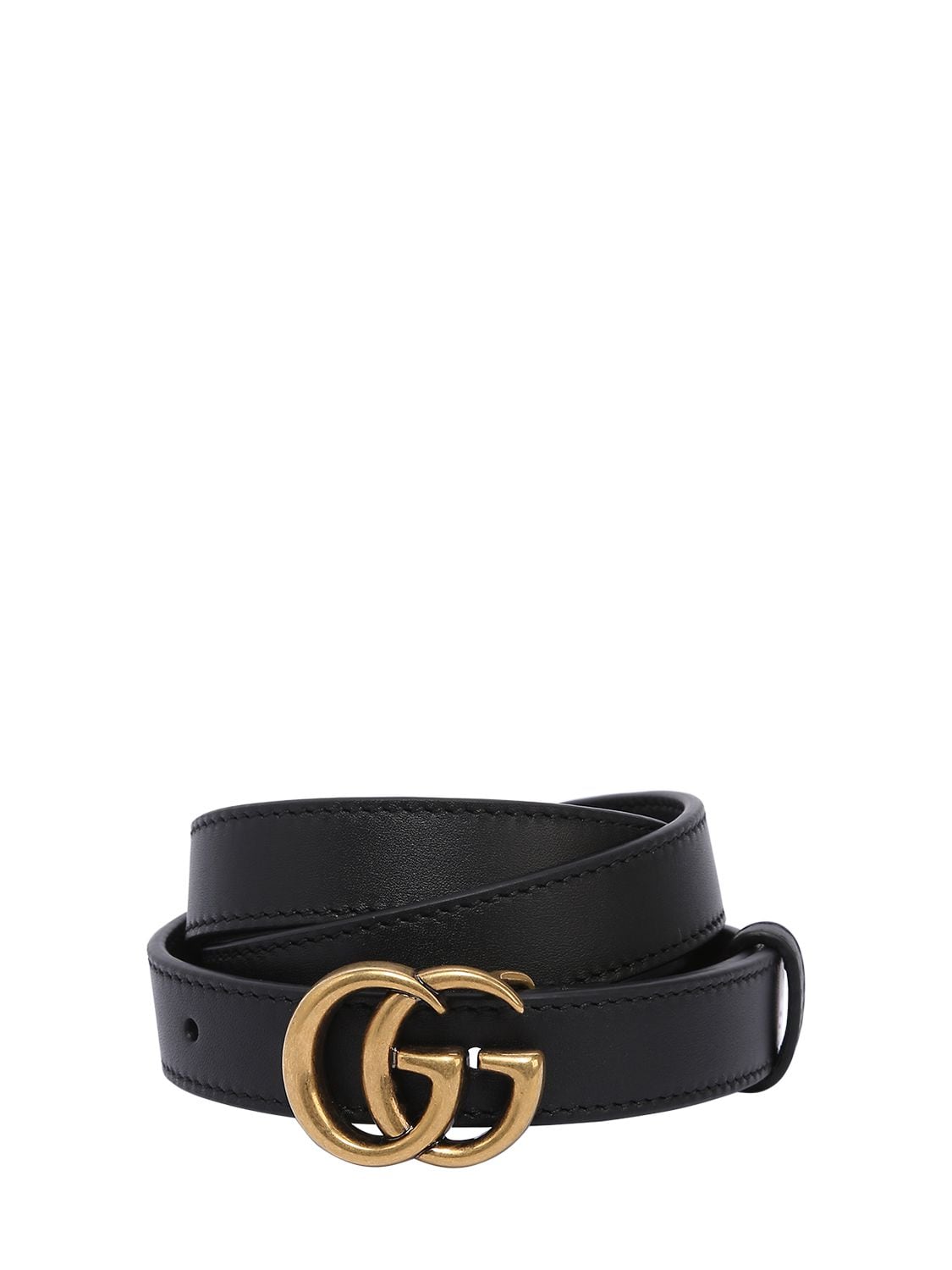 Shop Gucci 2cm Gg Marmont Leather Belt In Black