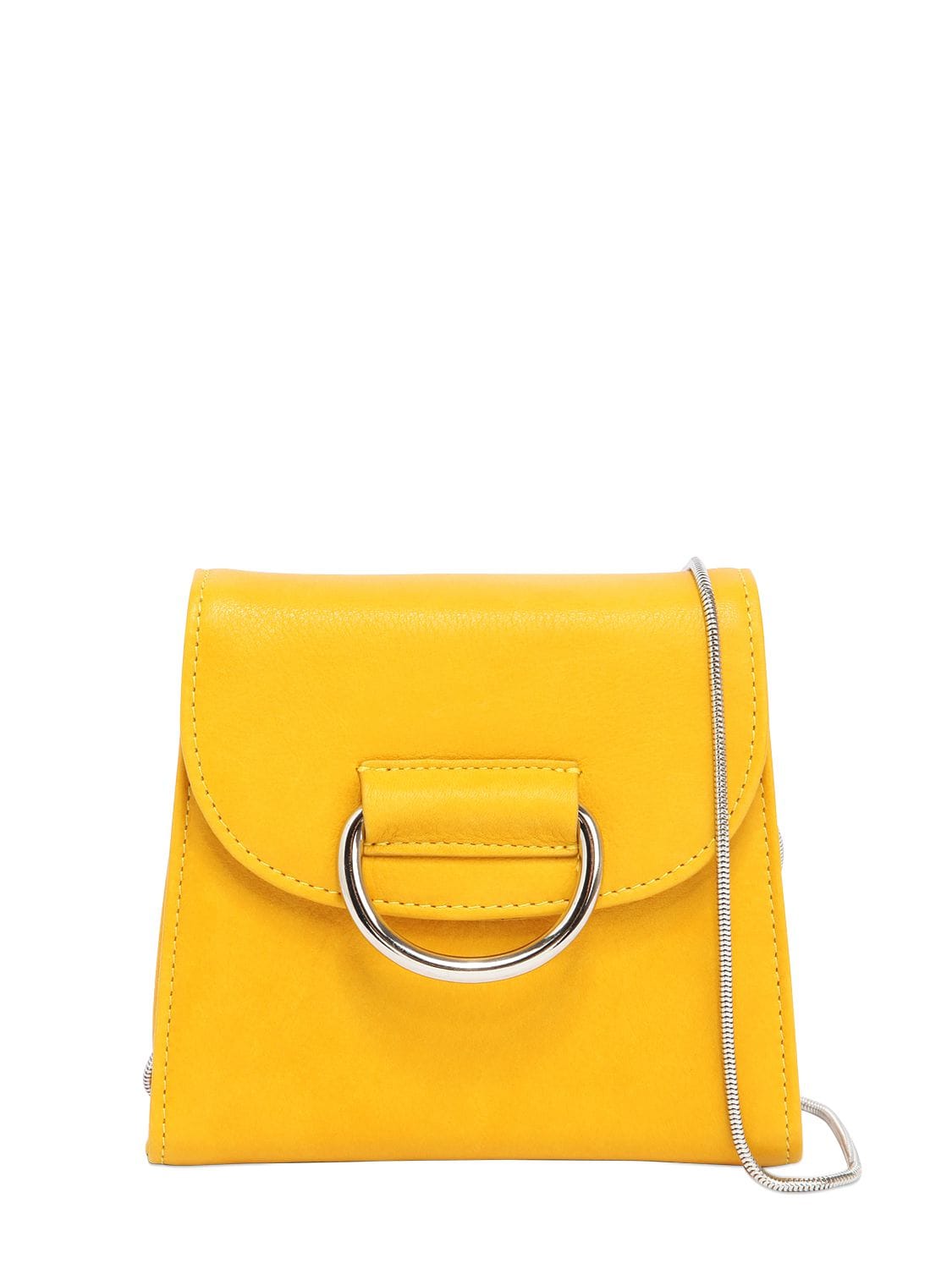 Little Liffner Tiny Box Leather Shoulder Bag In Yellow
