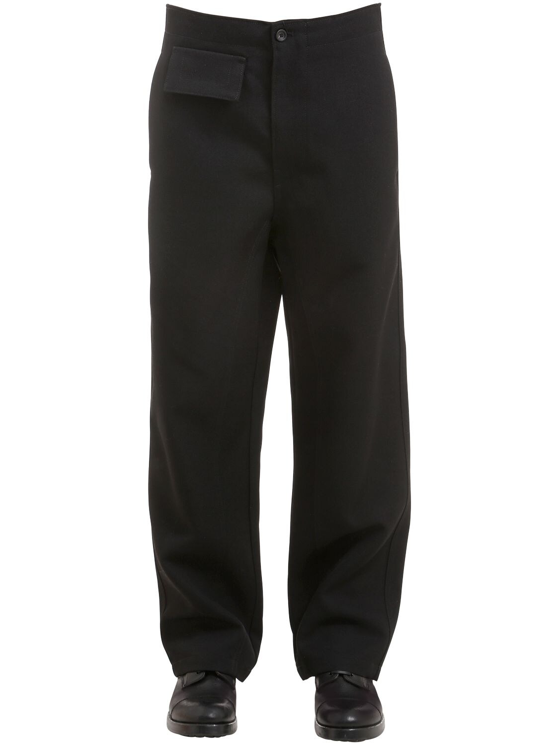 Bikkembergs 18cm Virgin Wool Pants W/ Flap Pockets In Black