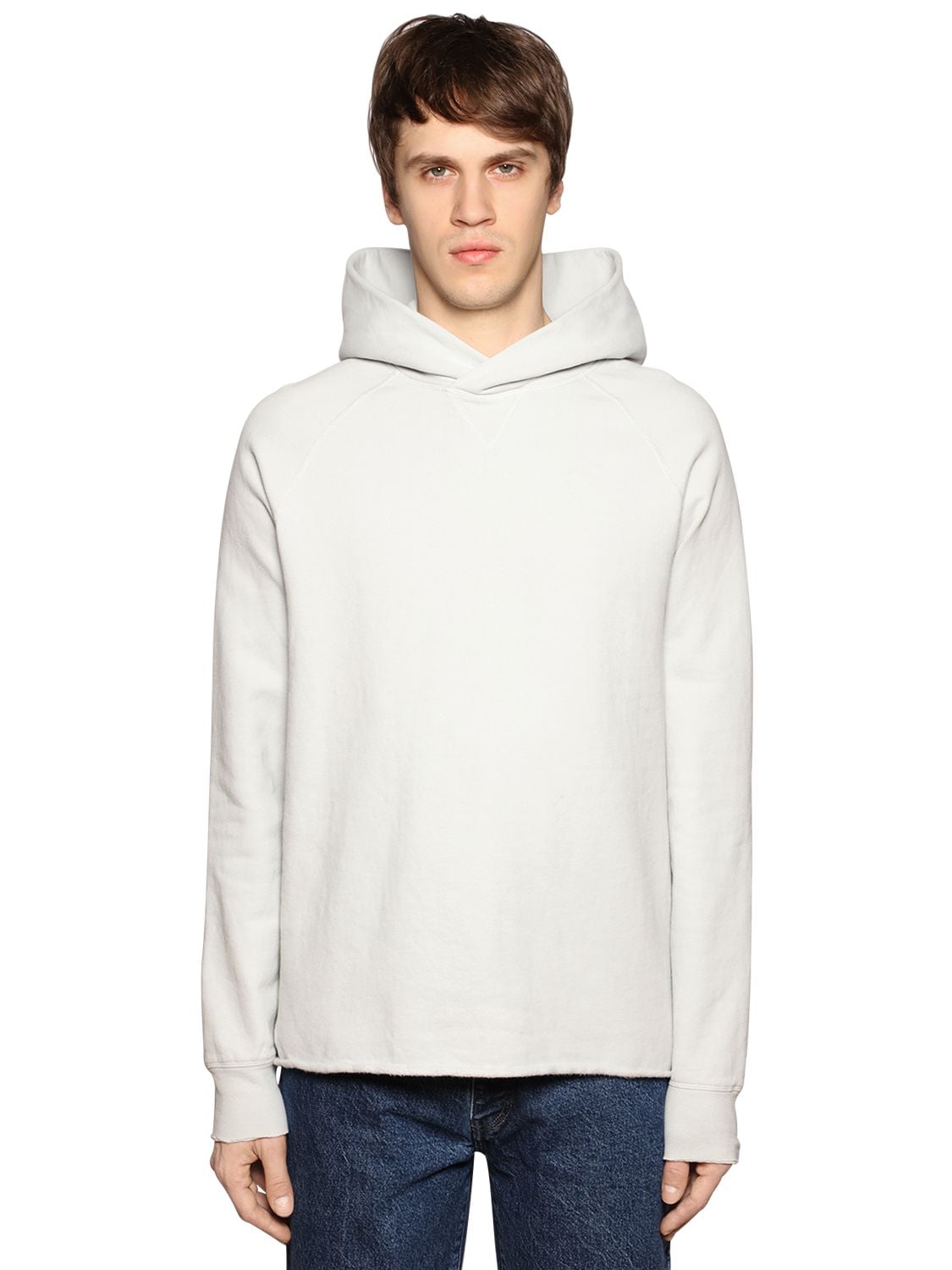 Levi's Hooded Cotton Sweatshirt In Washed White